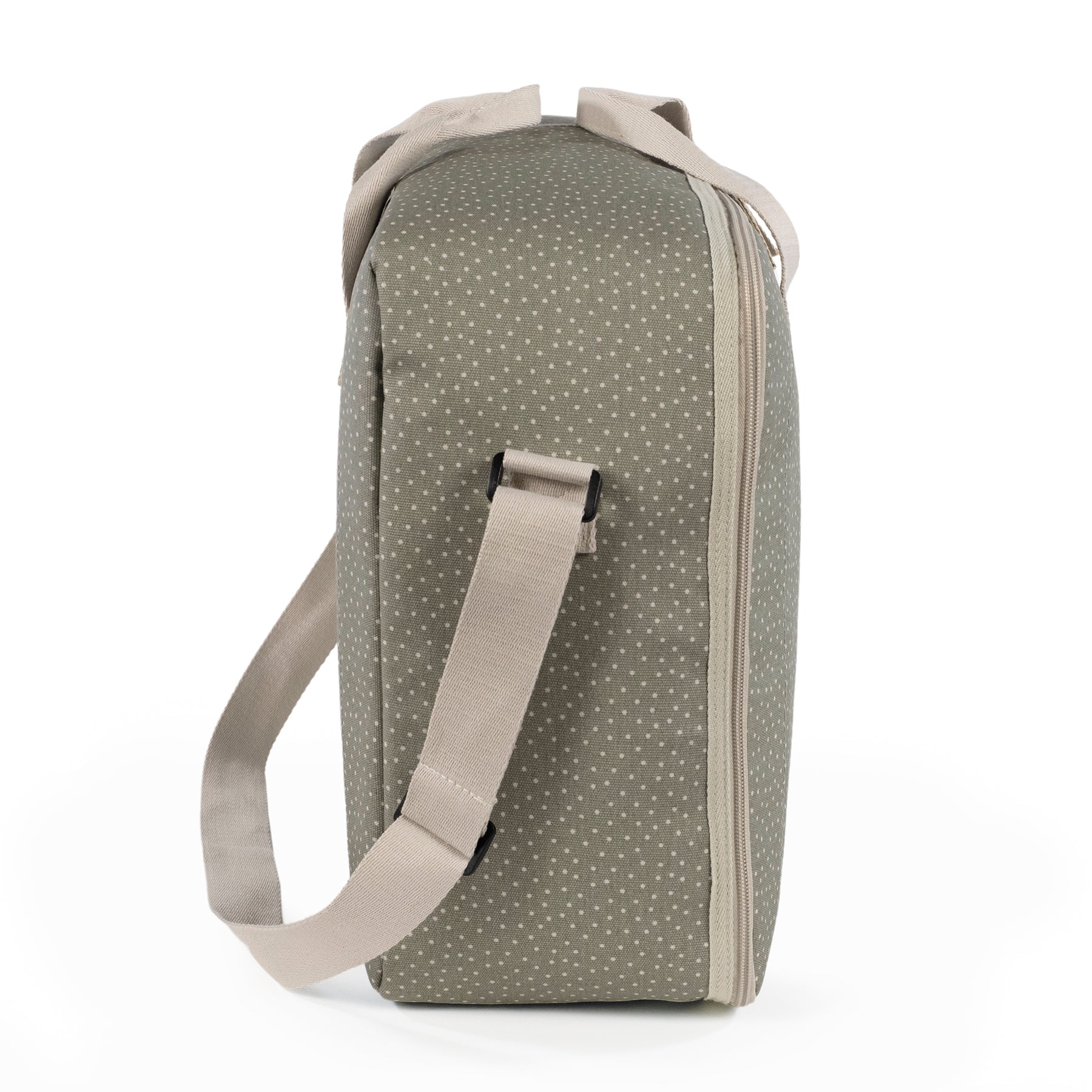 Polka Dot Poppy Moss Maternity Bag