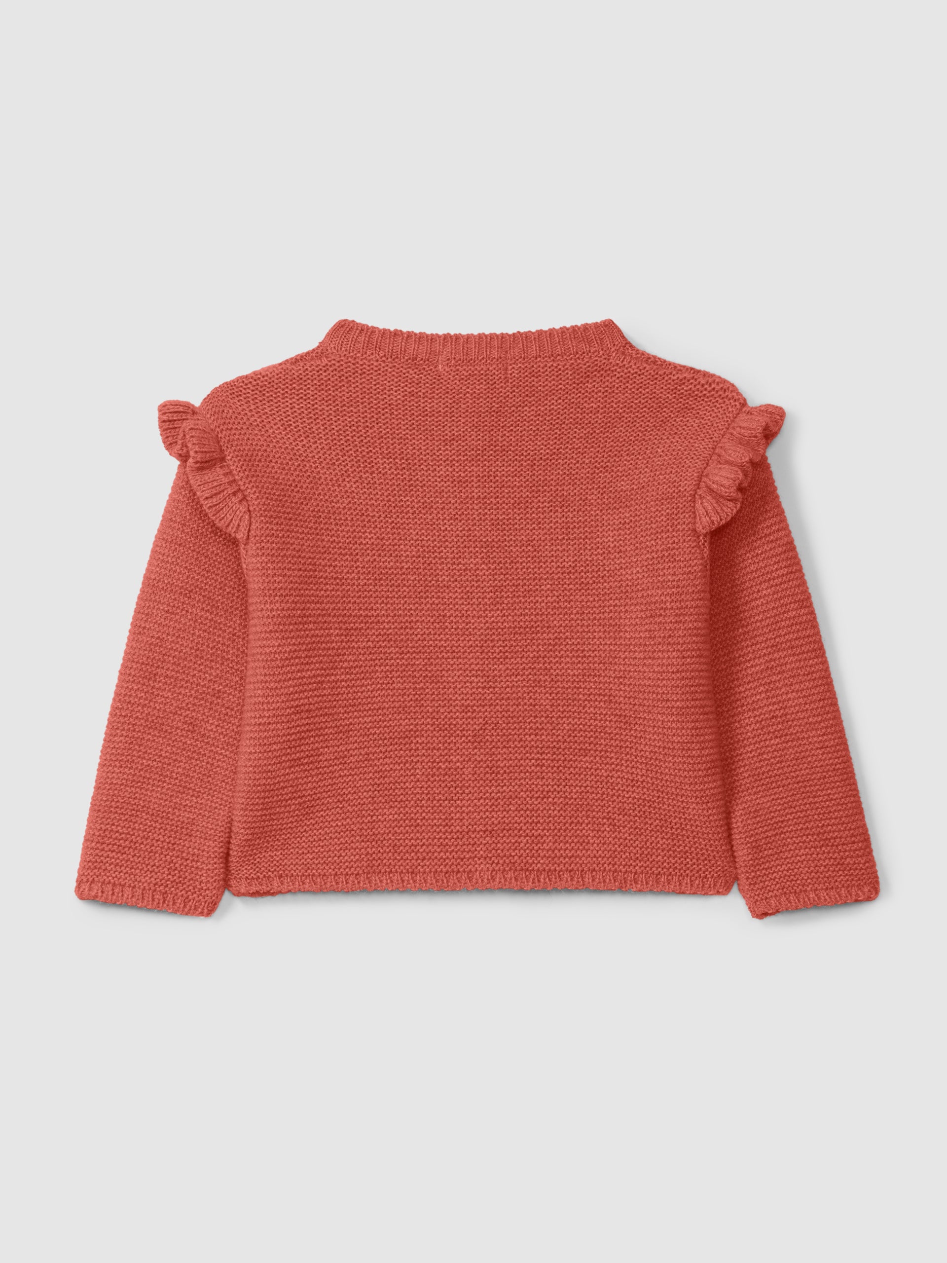 Knitted Coat with Ruffle Detail