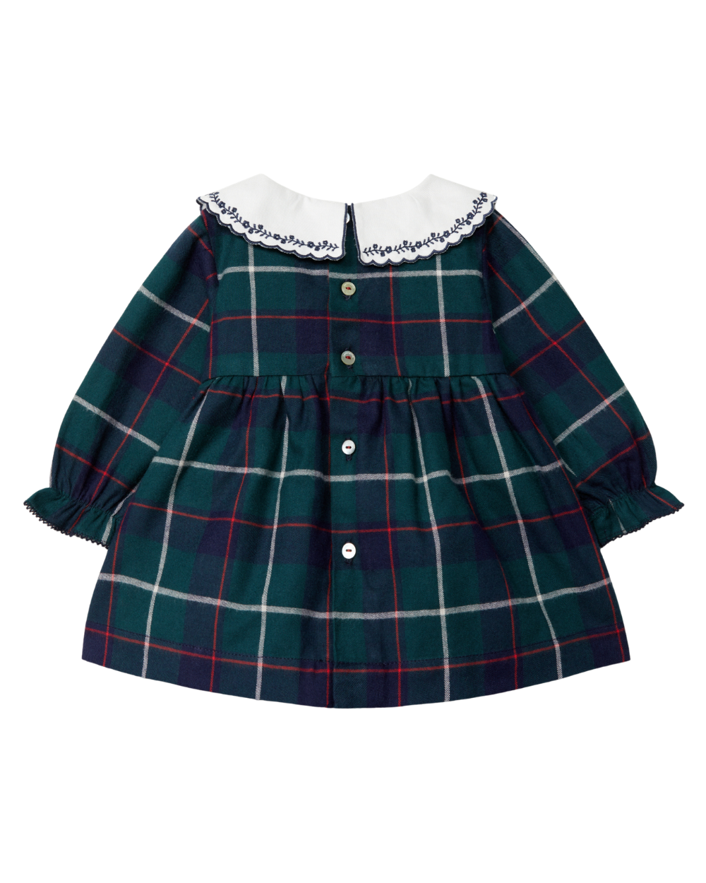 Vestido Flanela Xadrez Gola Bordada