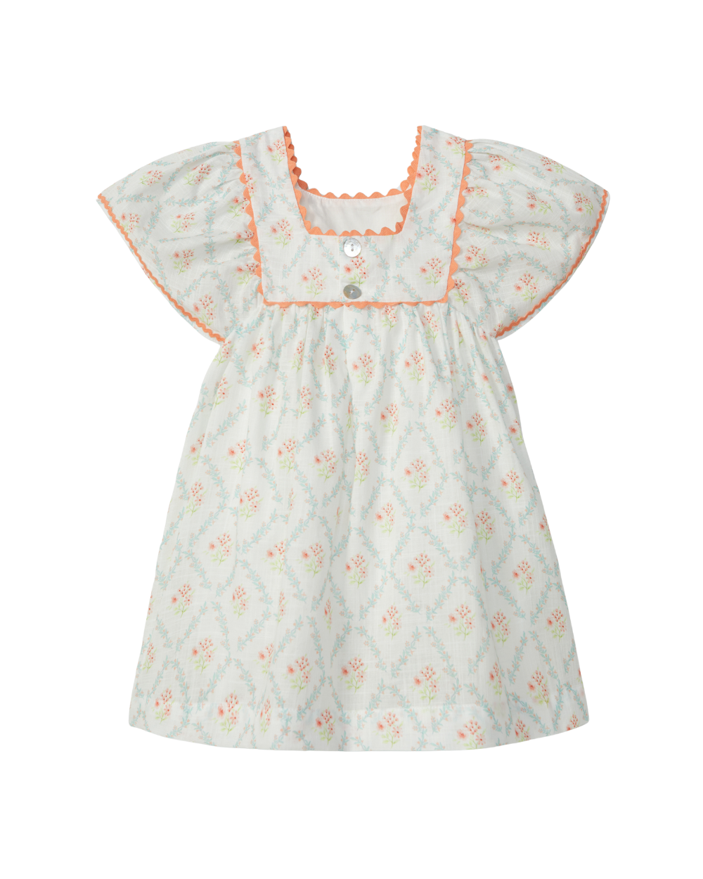 Vestido Floral Detalhe de Espiguilha