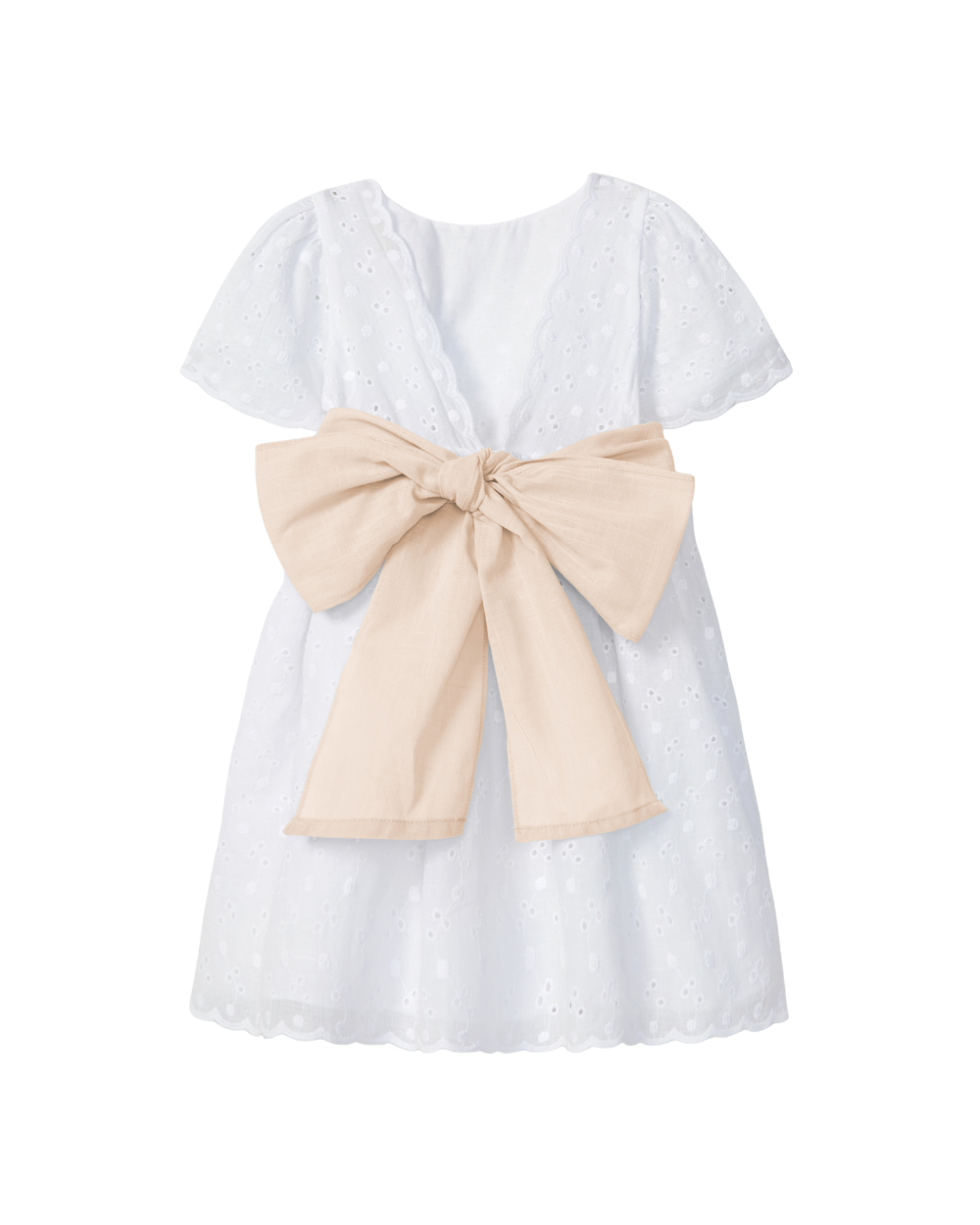Vestido Bordado Inglês com Faixa