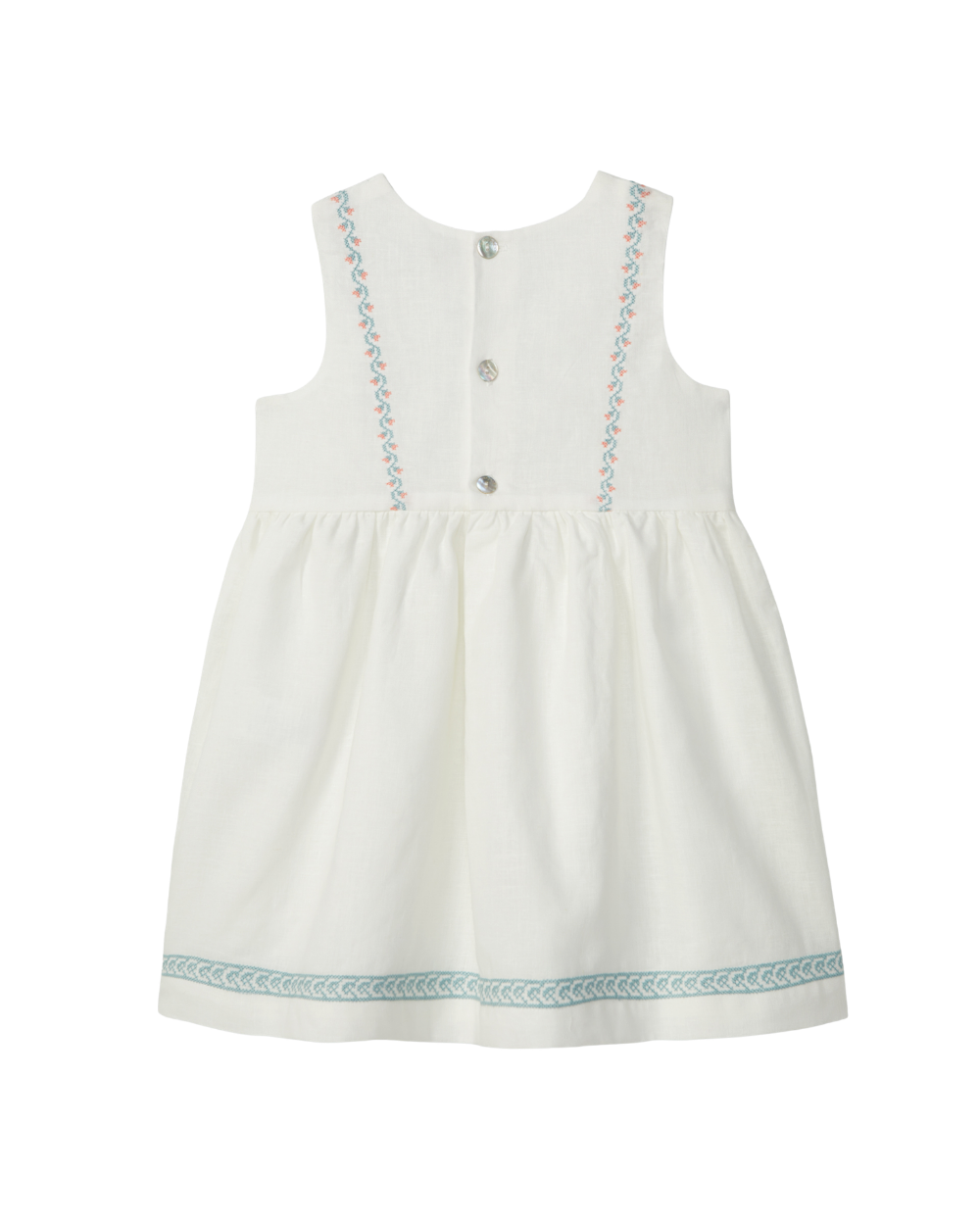 Vestido Linho Detalhes Ponto Cruz