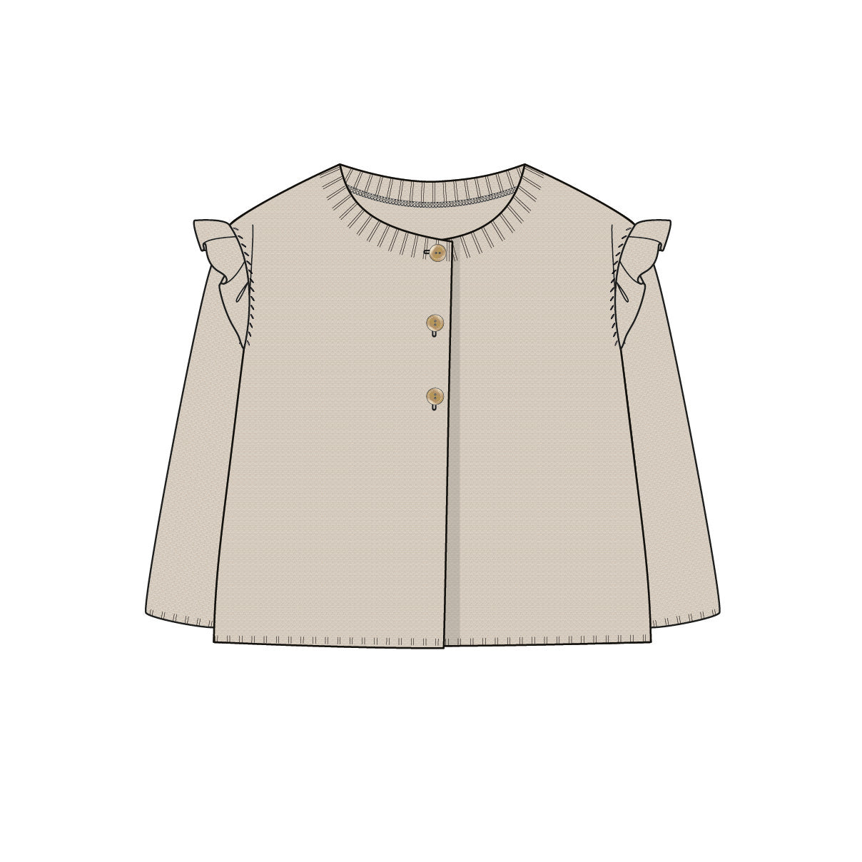 Knitted Coat with Ruffle Detail