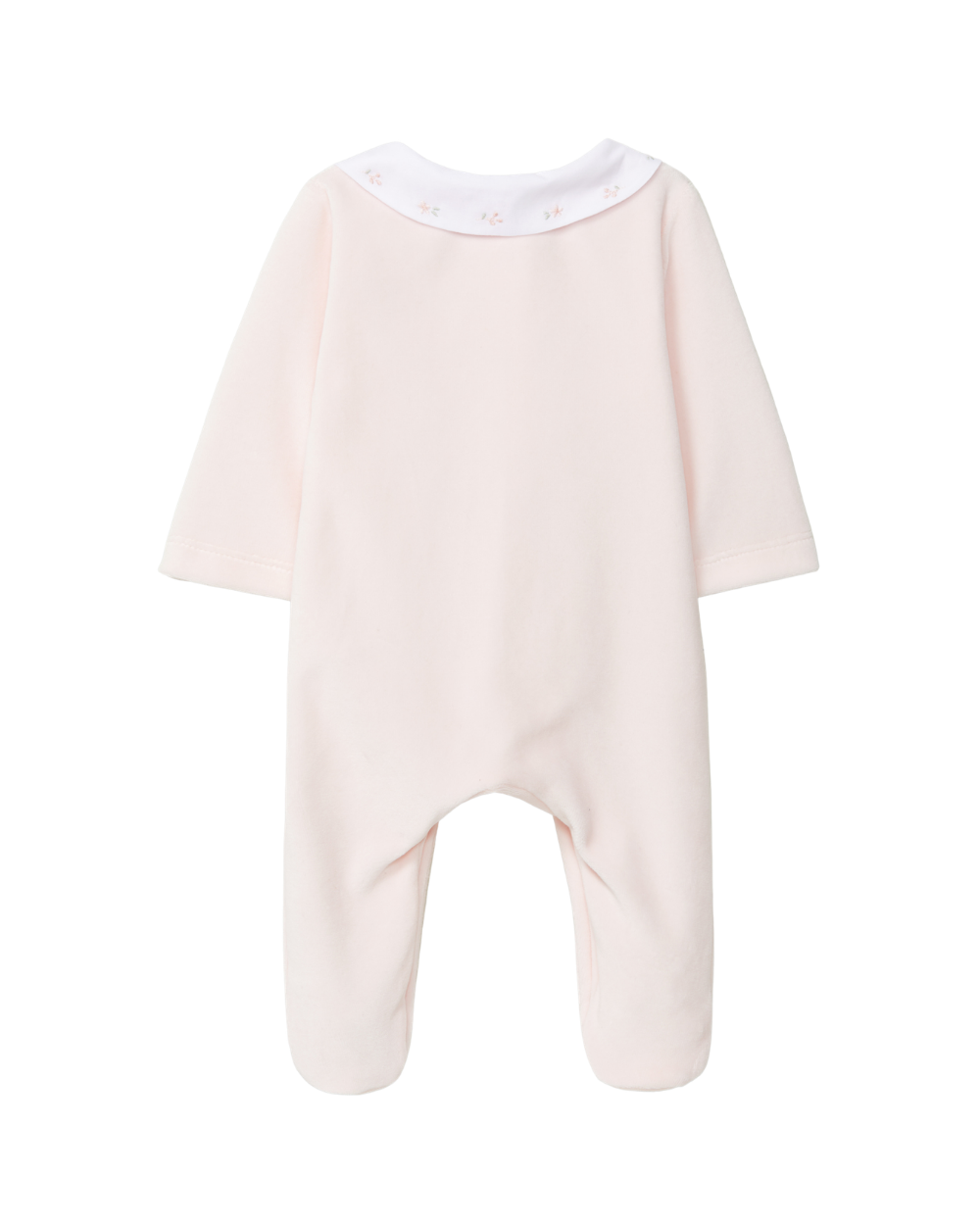 Babygrow Veludo Gola Bordado Flores Delicadas