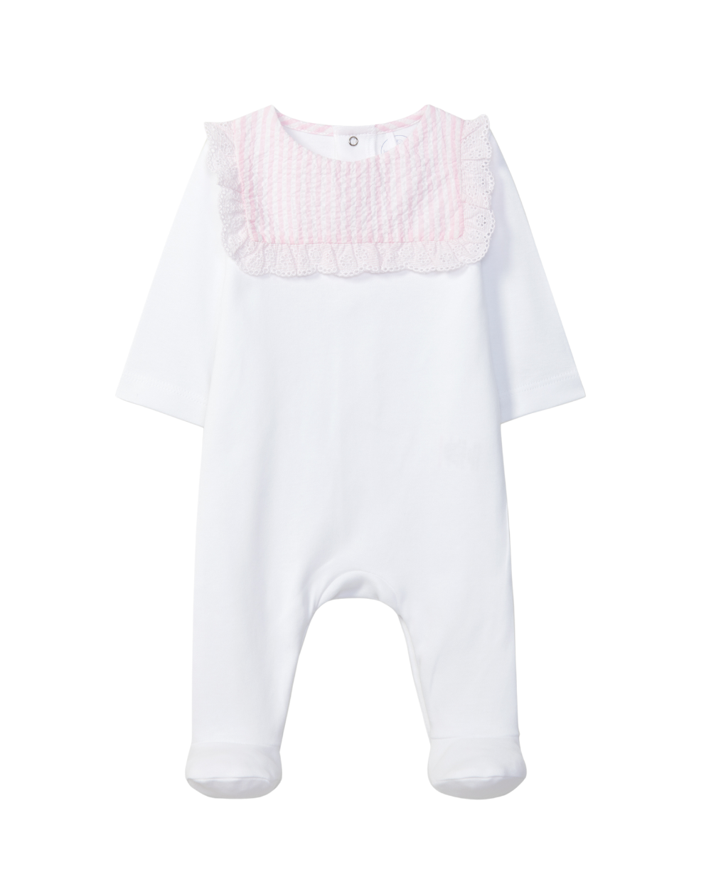 Babygrow Seersucker Riscas e Bordado