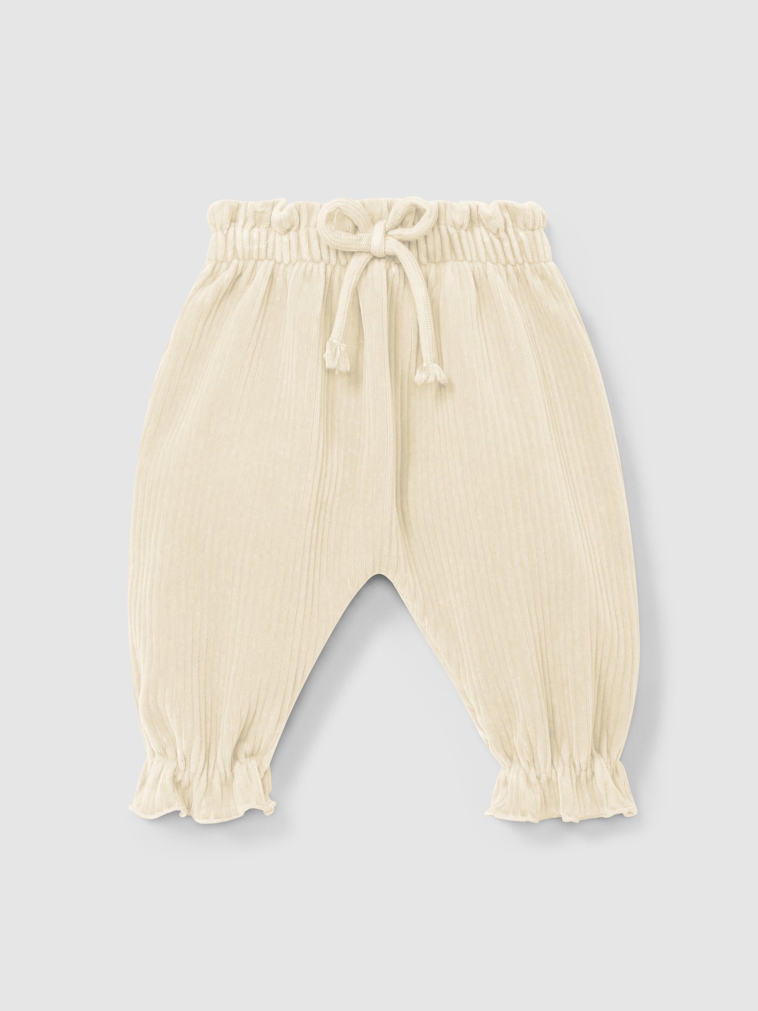 Corduroy Pull-up Pants with Decorative Drawstring