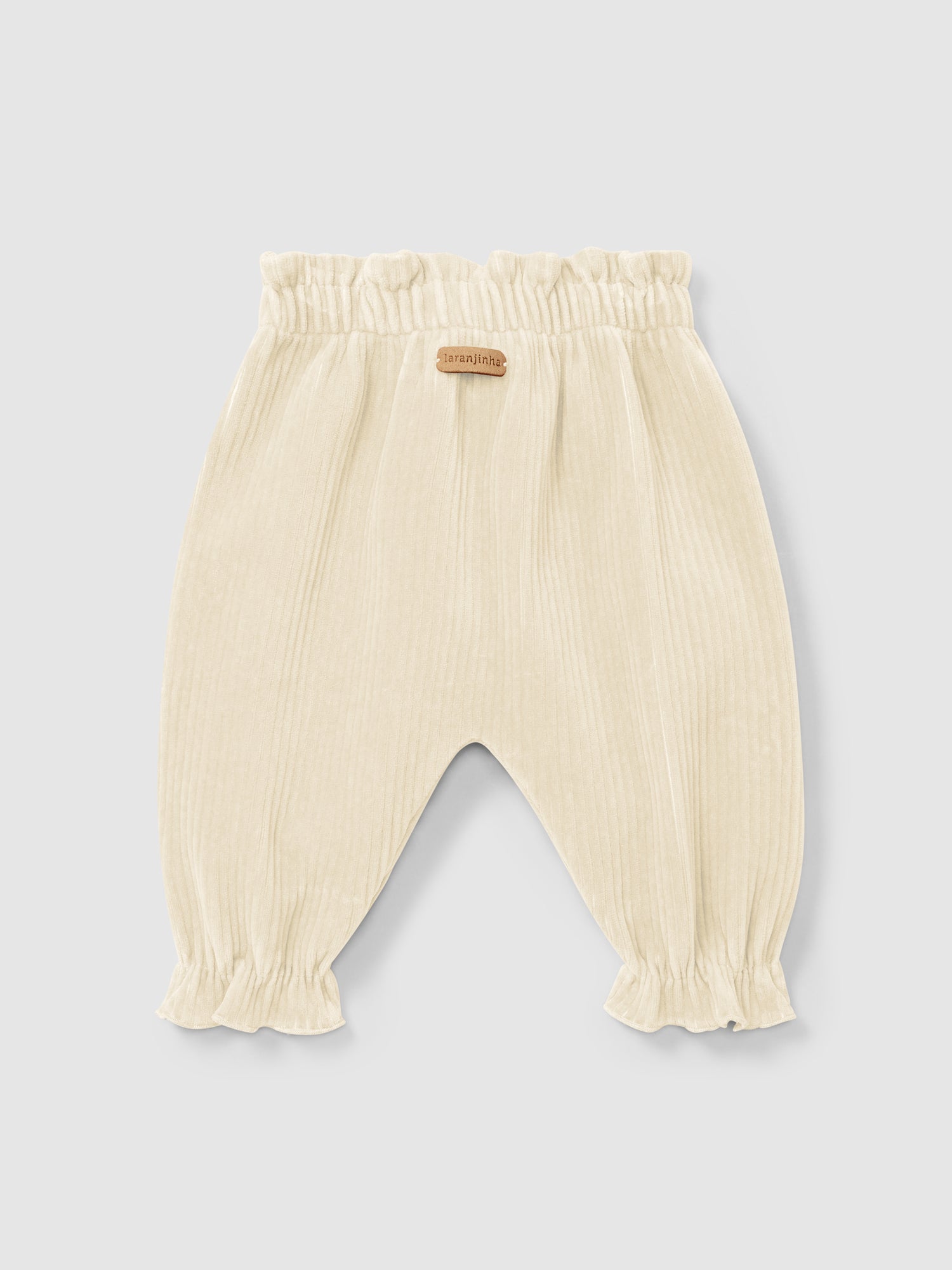 Corduroy Pull-up Pants with Decorative Drawstring