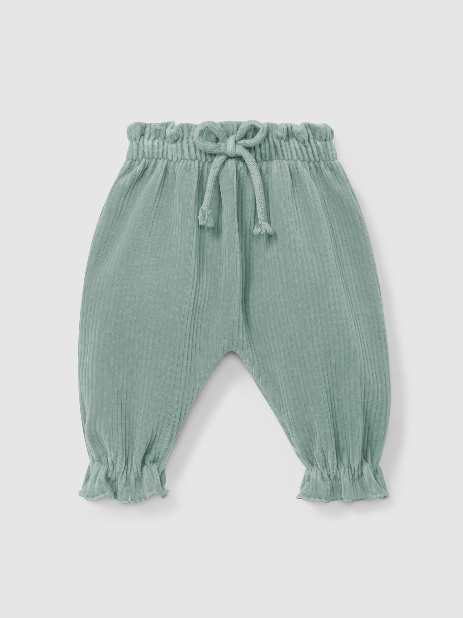 Corduroy Pull-up Pants with Decorative Drawstring