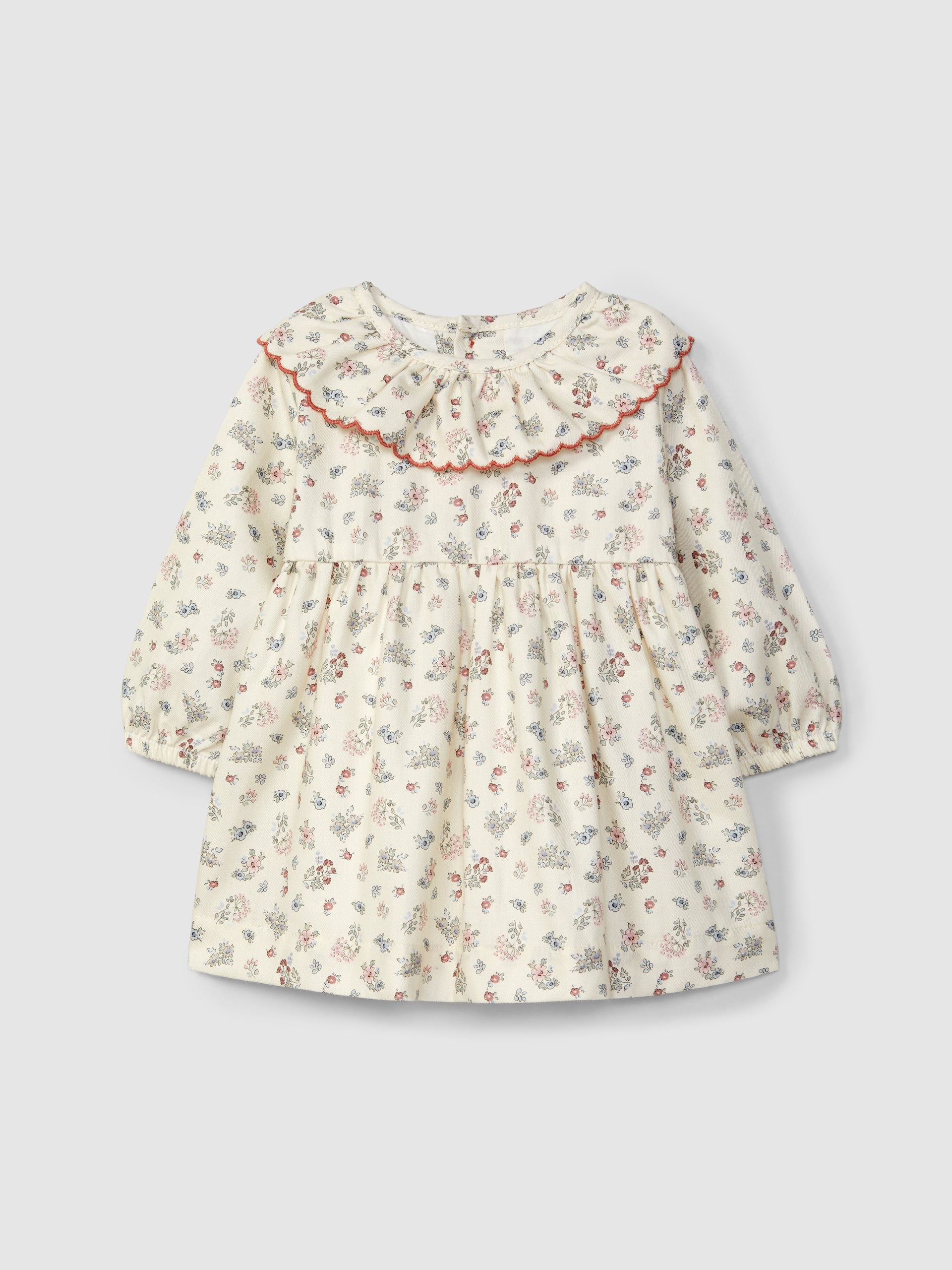 Delicate Flower Dress with Ruffled Collar