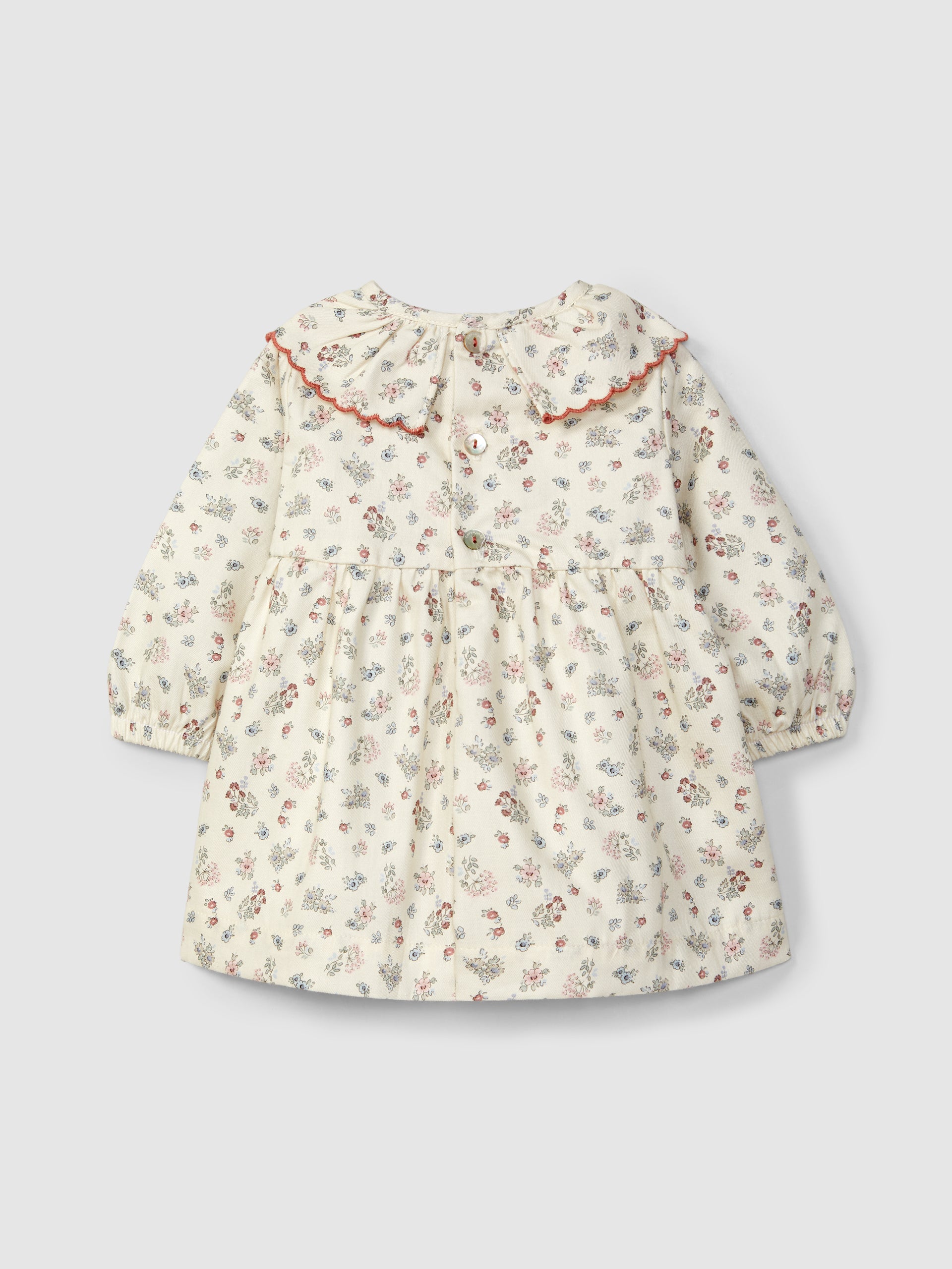 Delicate Flower Dress with Ruffled Collar