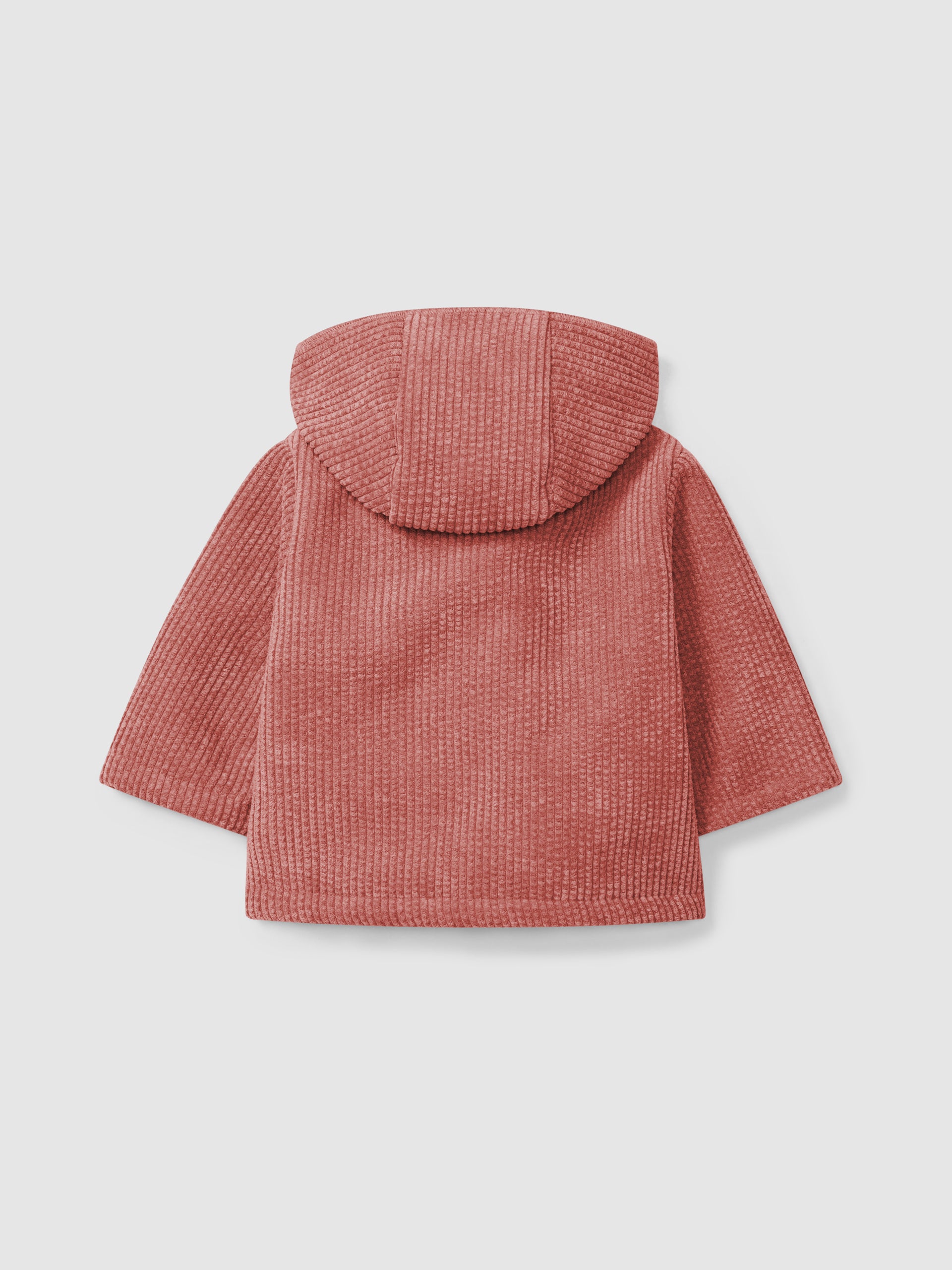 Corduroy Hooded Coat with Fur