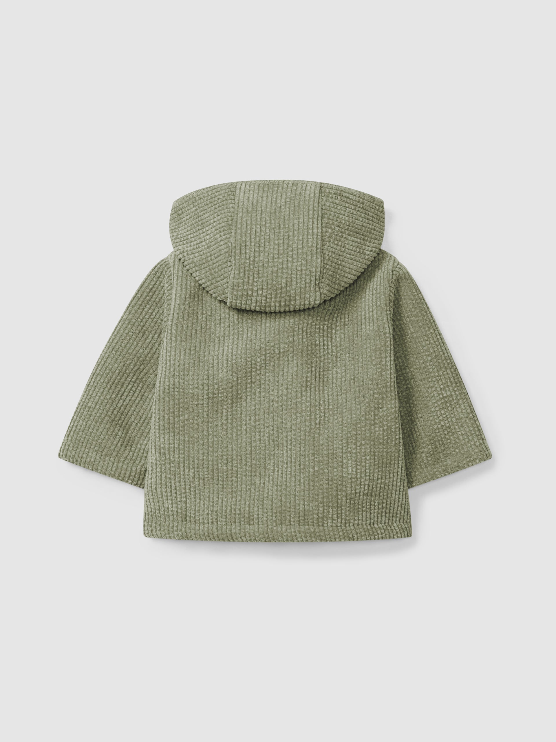 Corduroy Hooded Coat with Fur