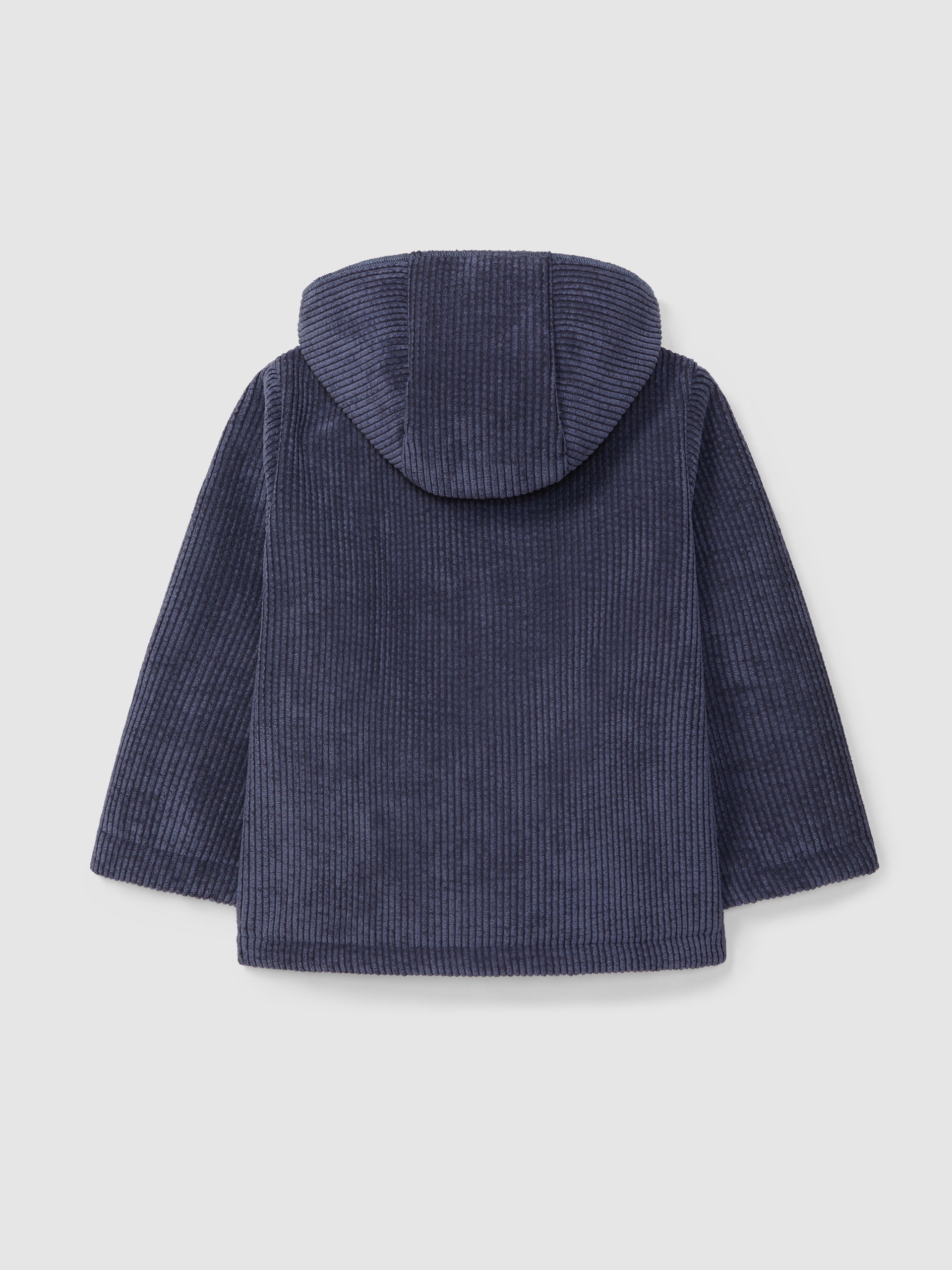 Corduroy Hooded Coat with Fur