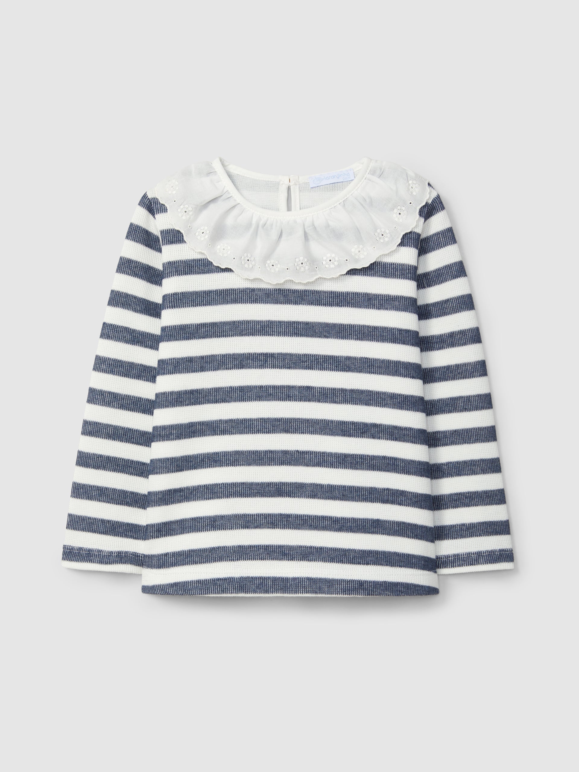 Longsleeve de Riscas com Gola Folho