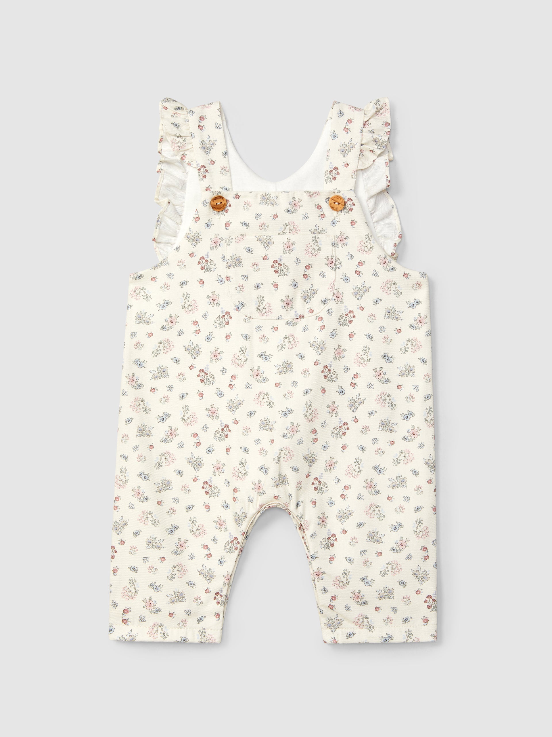 Floral Print and Ruffle Overalls