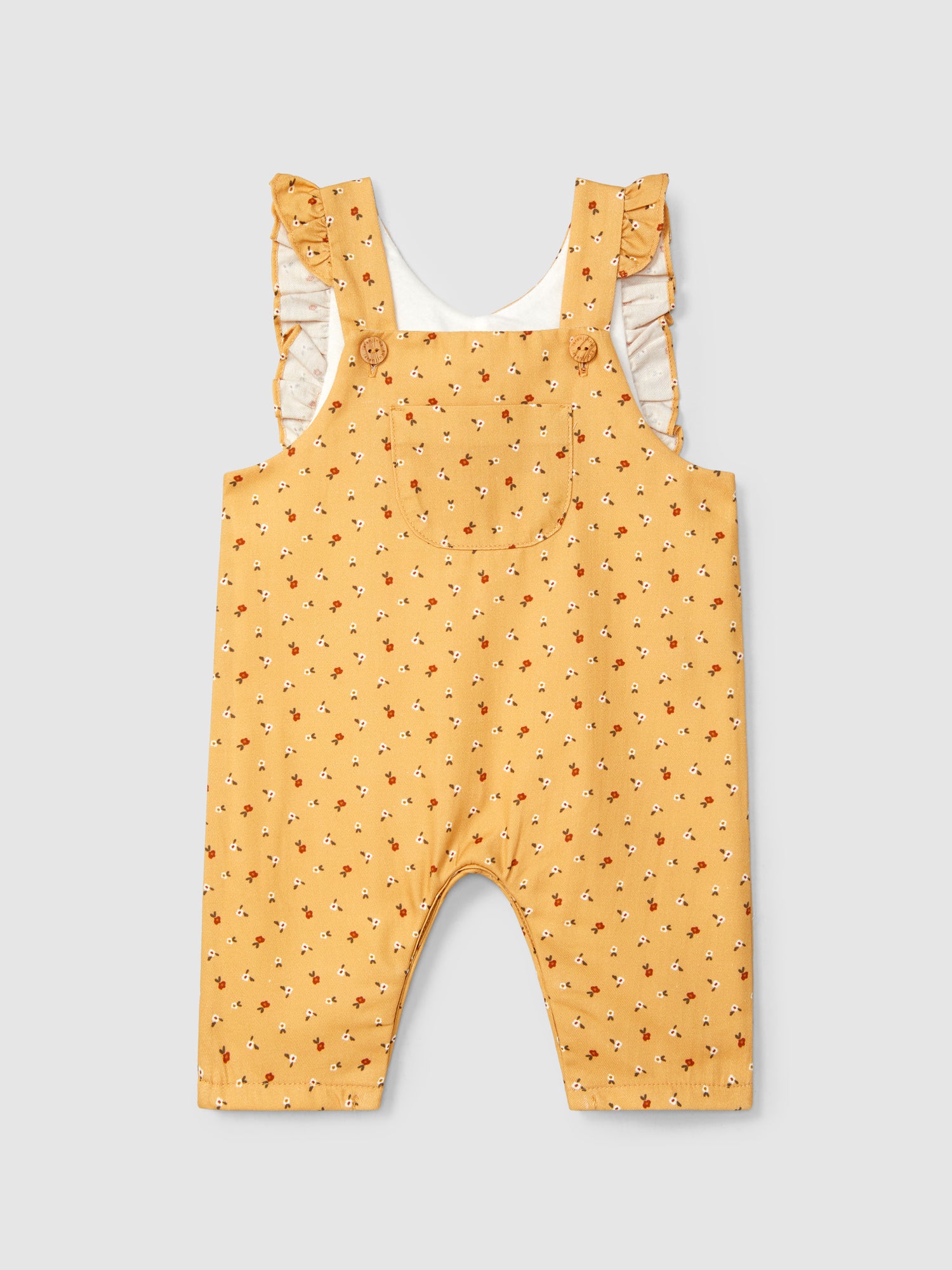 Floral Print and Ruffle Overalls