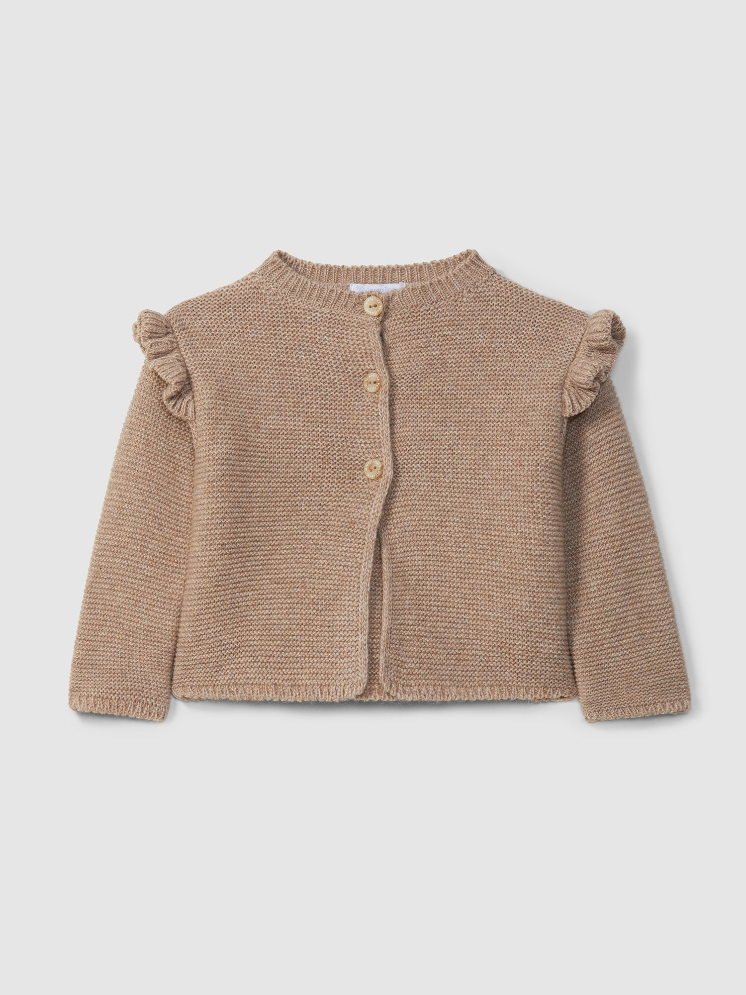 Manteau tricoté avec détails à volants