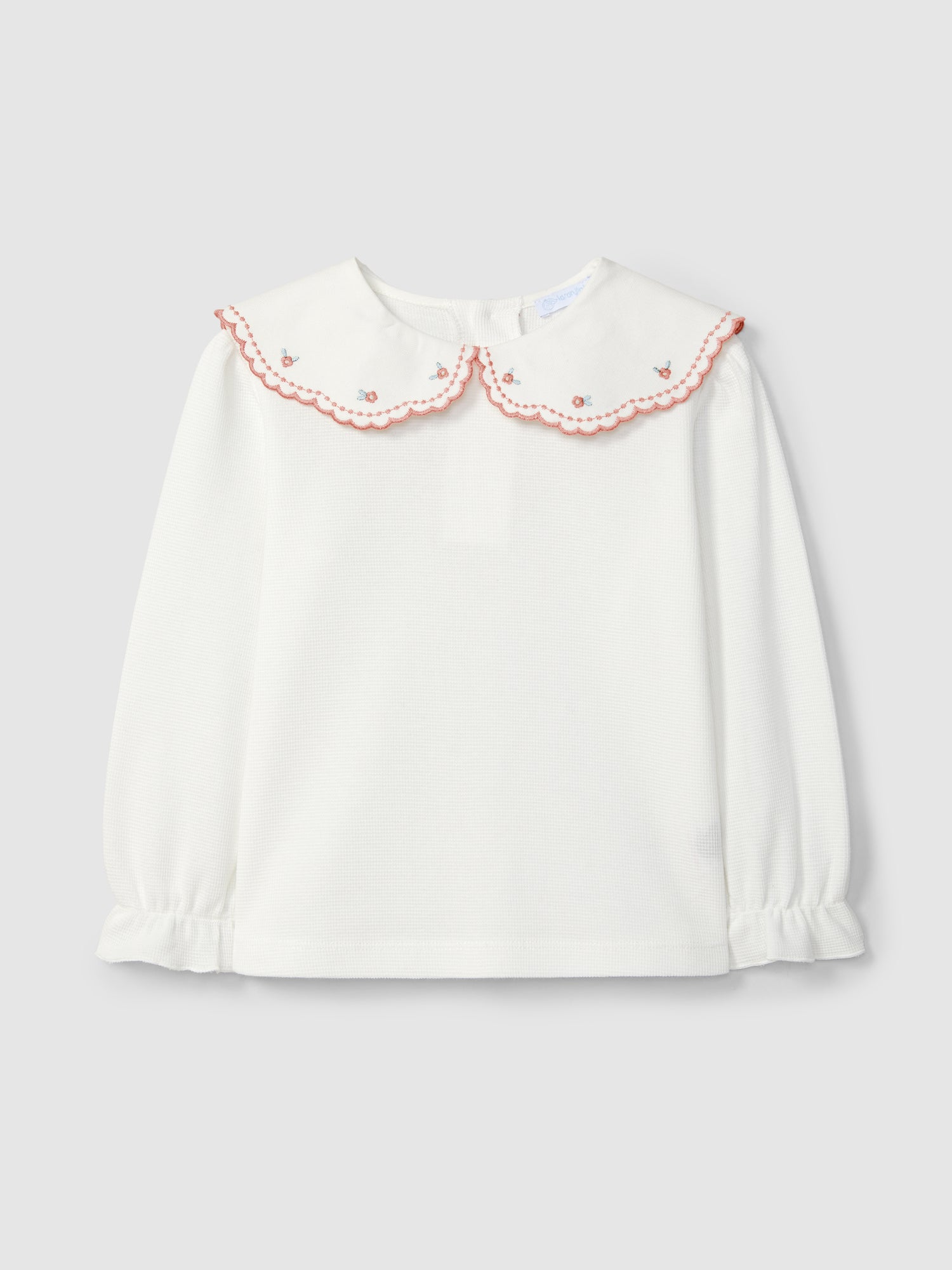 T-shirt à manches longues en tricot gaufré avec col