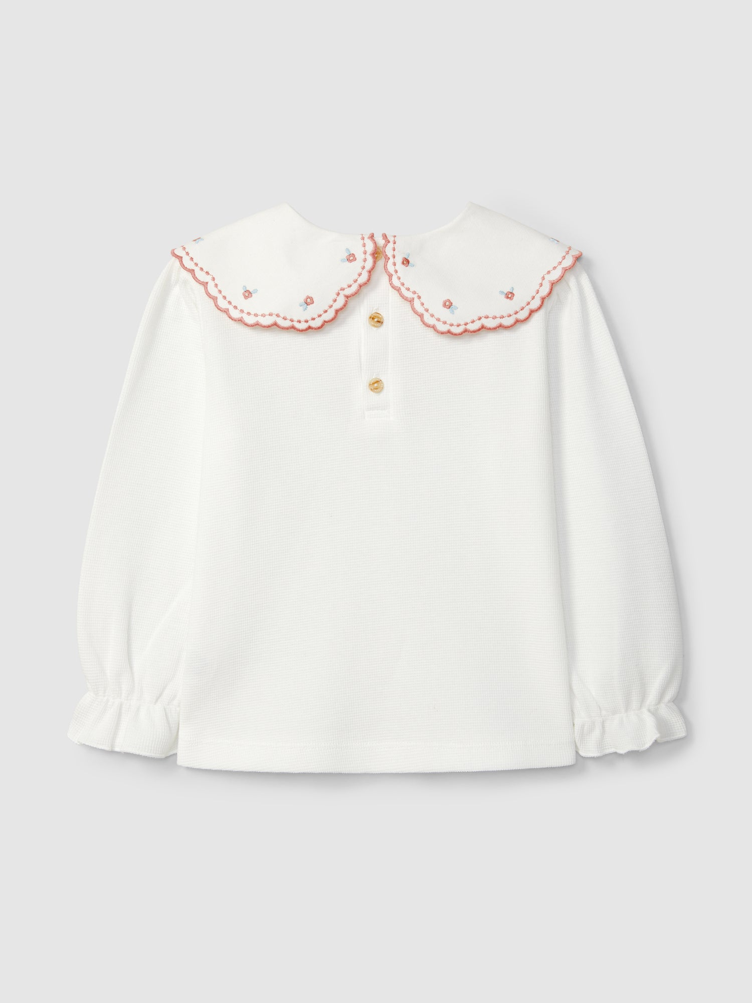 T-shirt à manches longues en tricot gaufré avec col