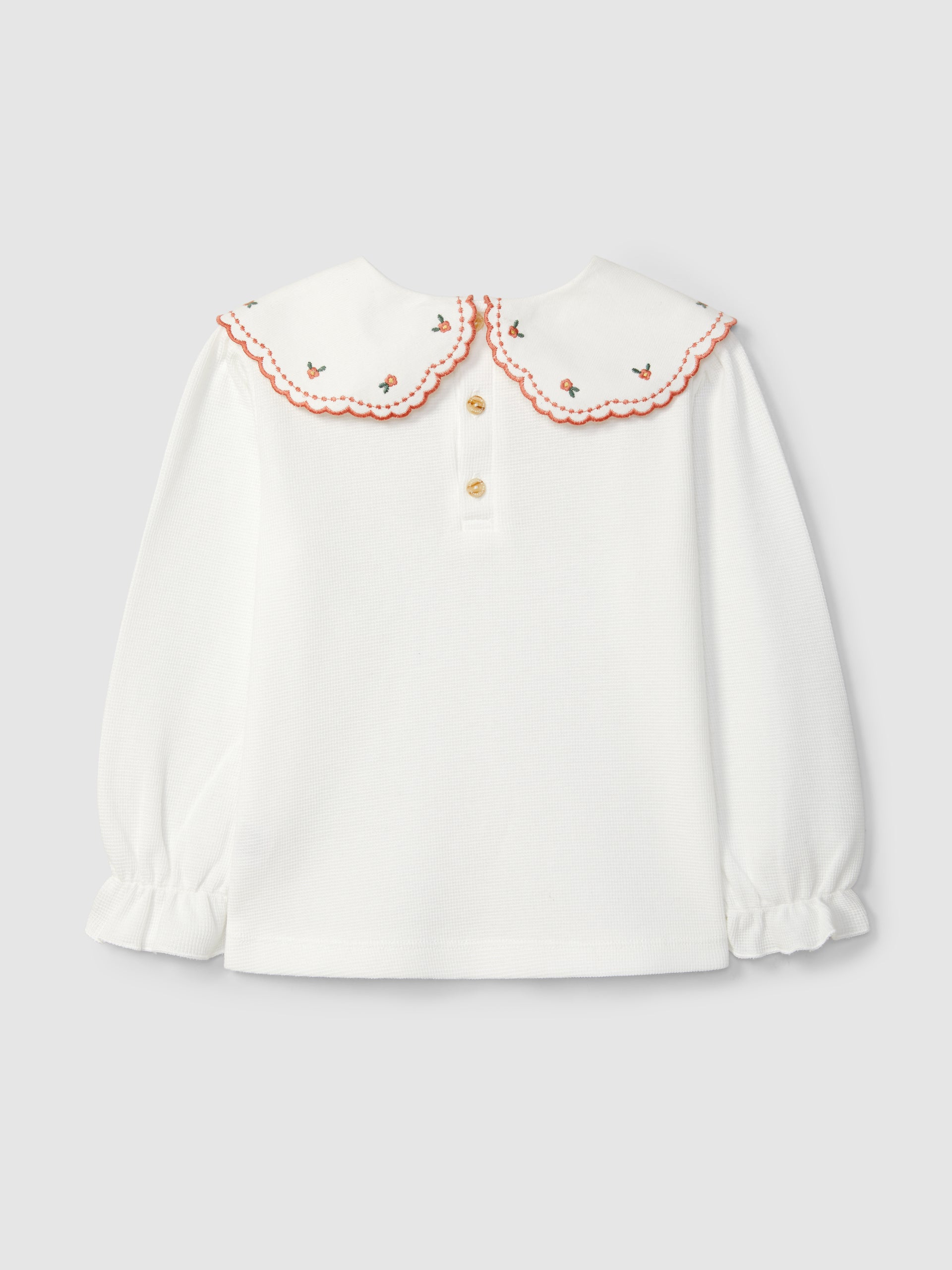 Longsleeve em Malha Waffle com Gola
