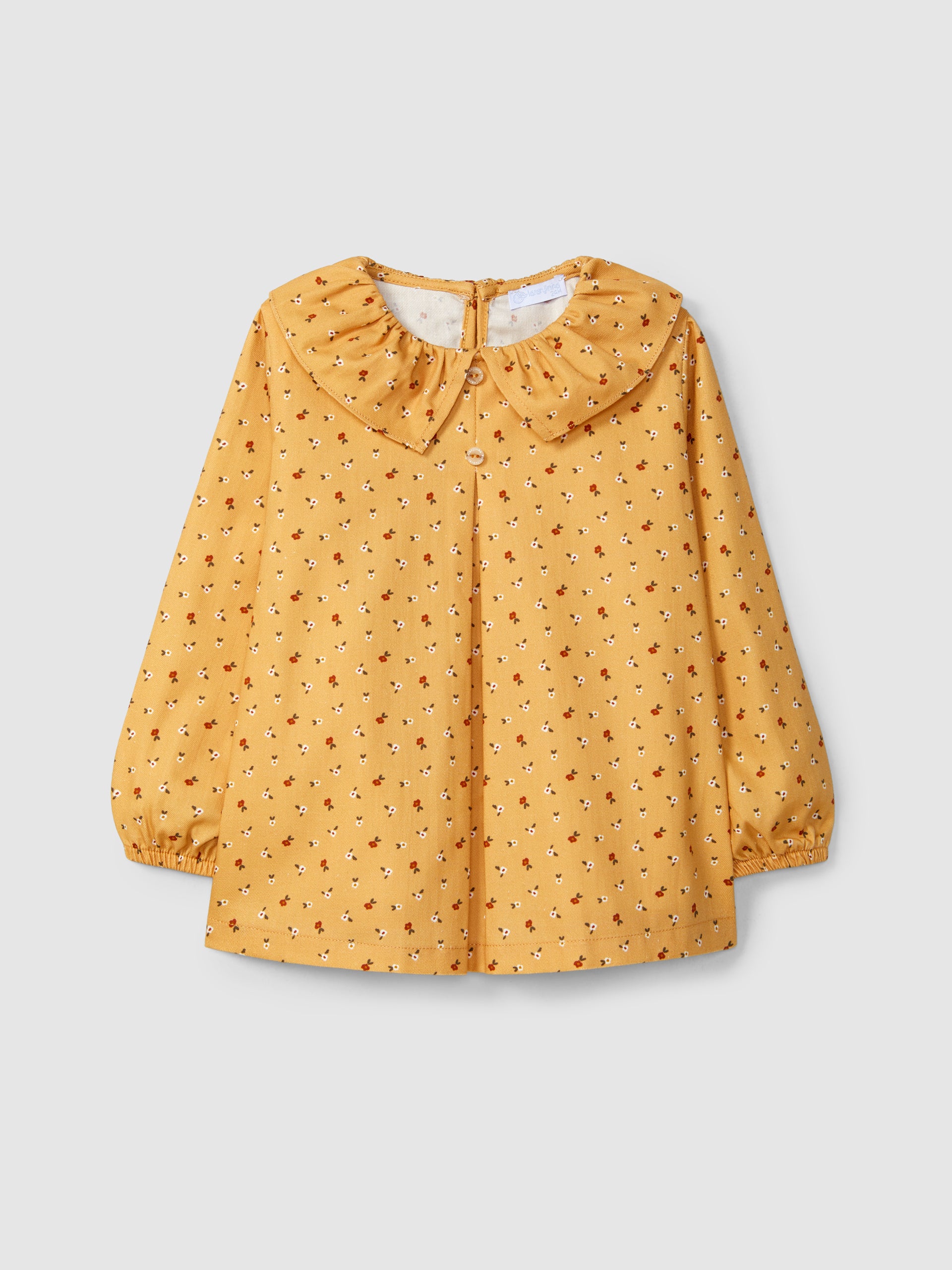 Floral Blouse with Ruffle Collar