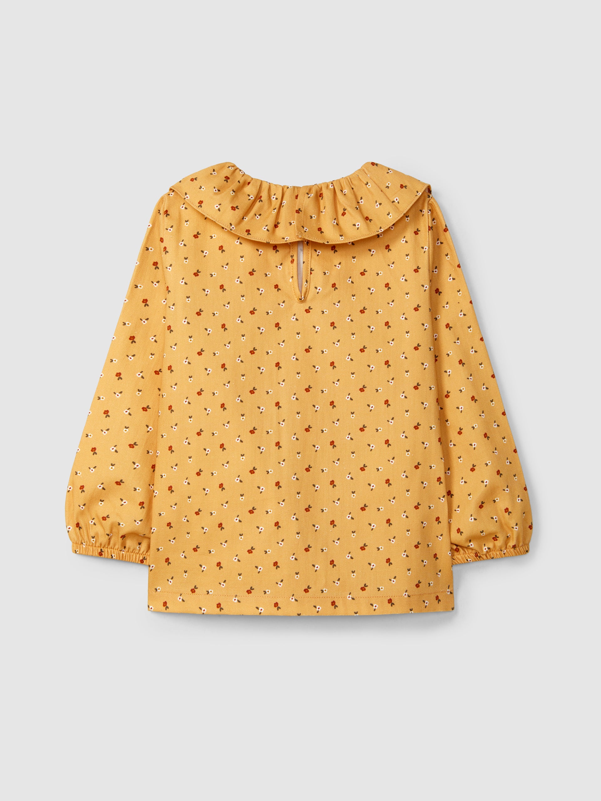 Floral Blouse with Ruffle Collar