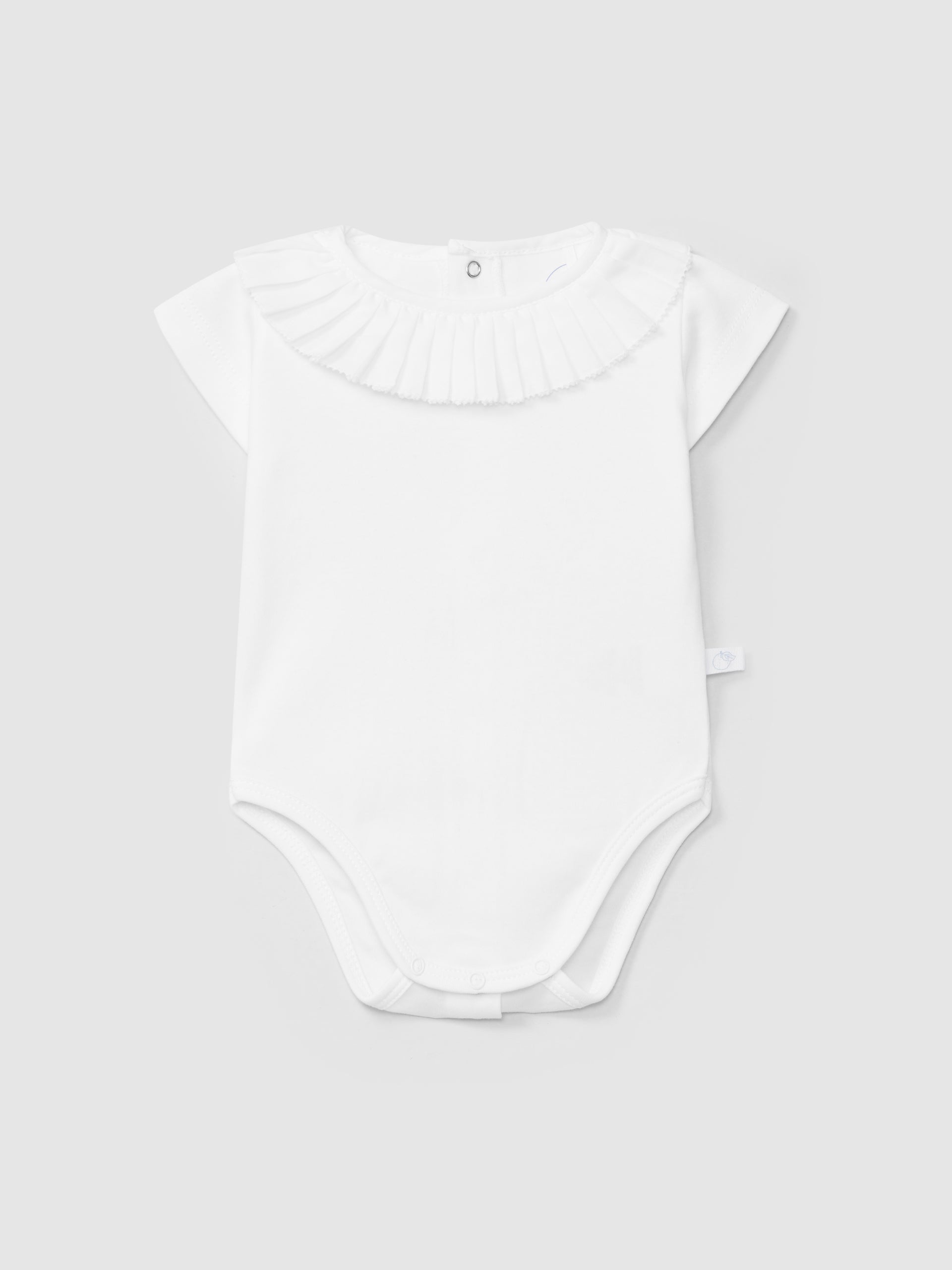 Short Sleeve Bodysuit with Pleated Collar