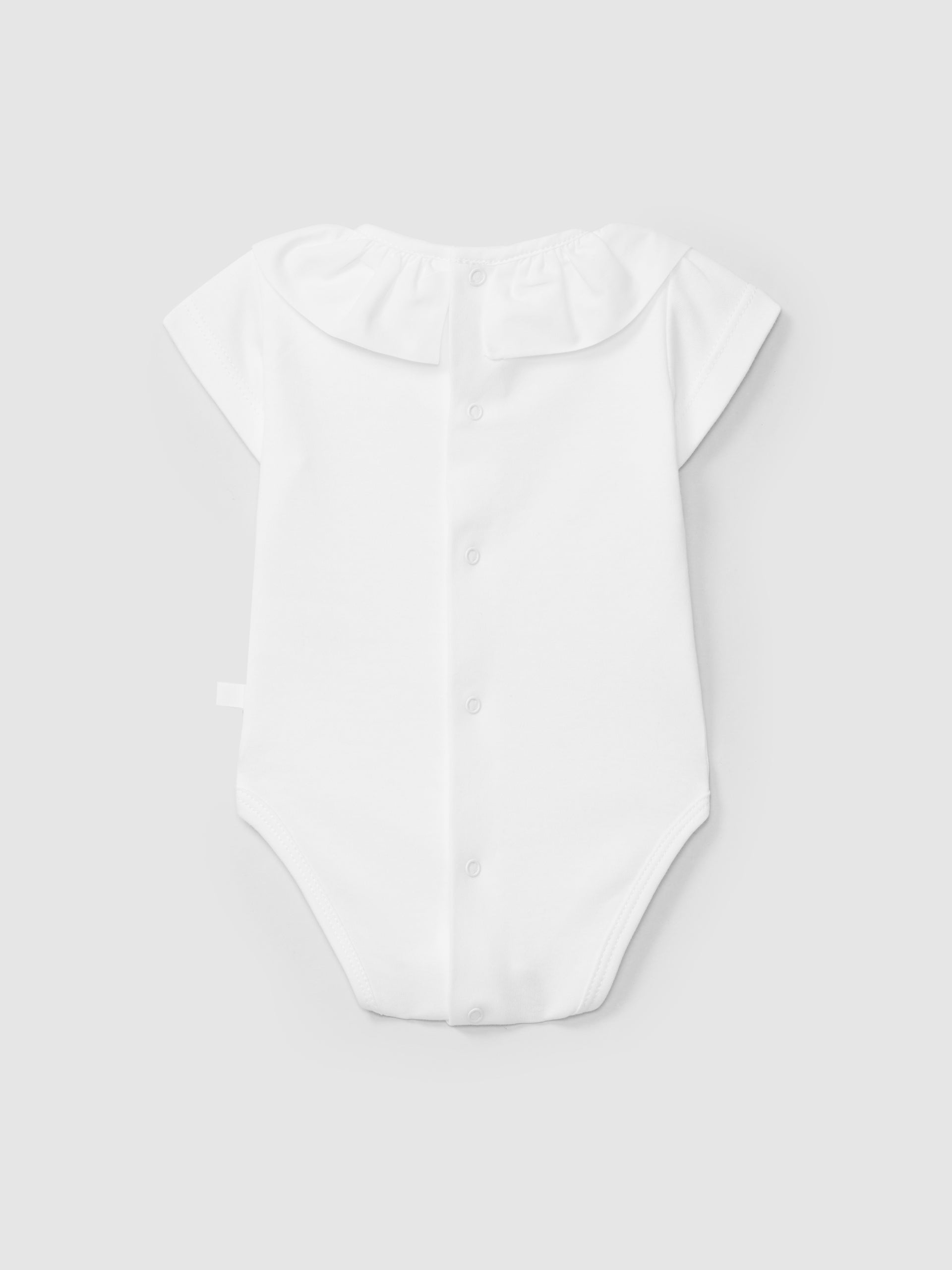 Short Sleeve Bodysuit with Pleated Collar