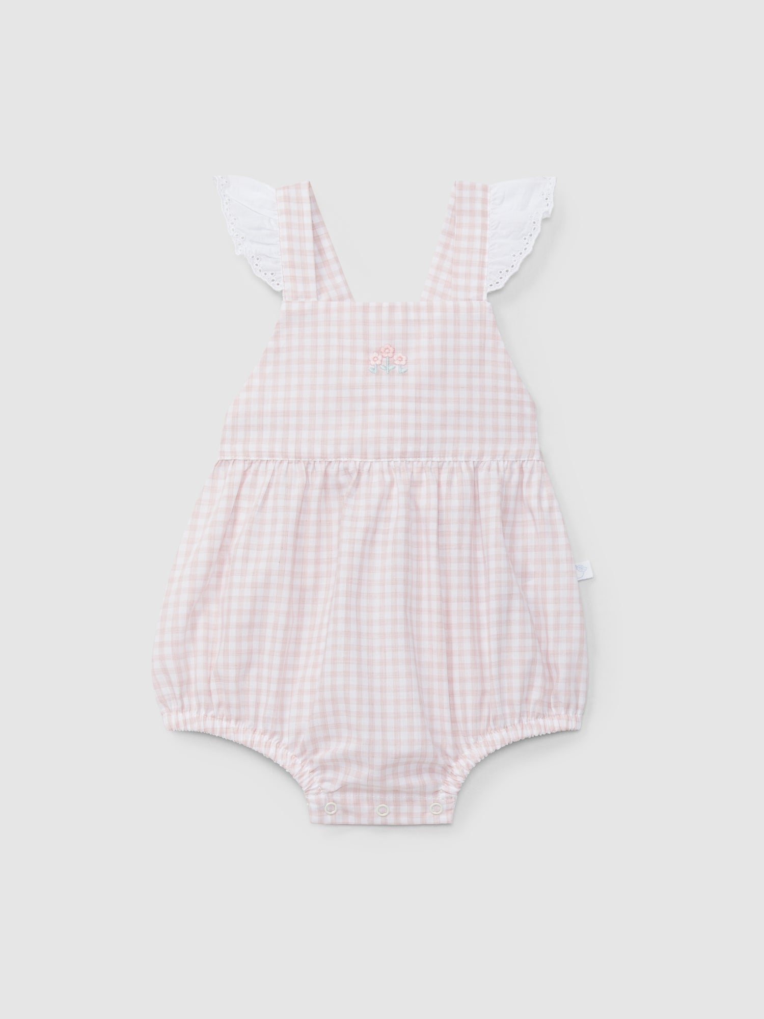 Cute Vichy Plaid Embroidered Flowers