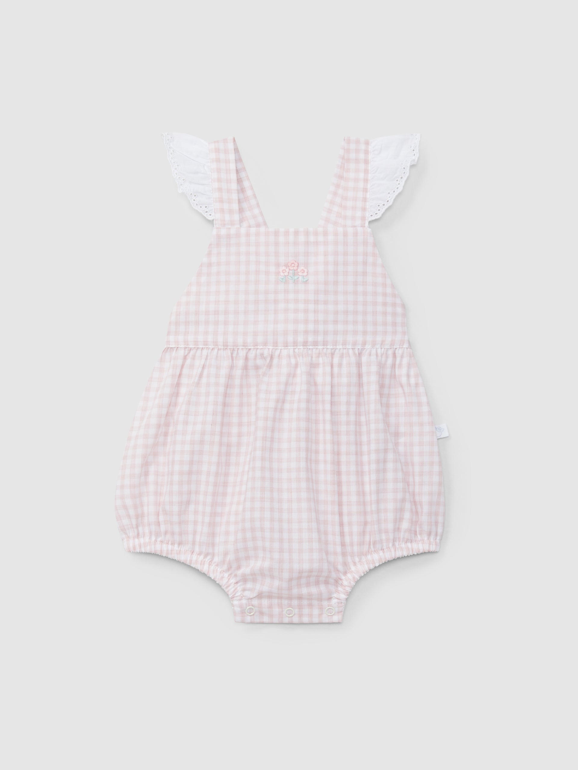 Cute Vichy Plaid Embroidered Flowers
