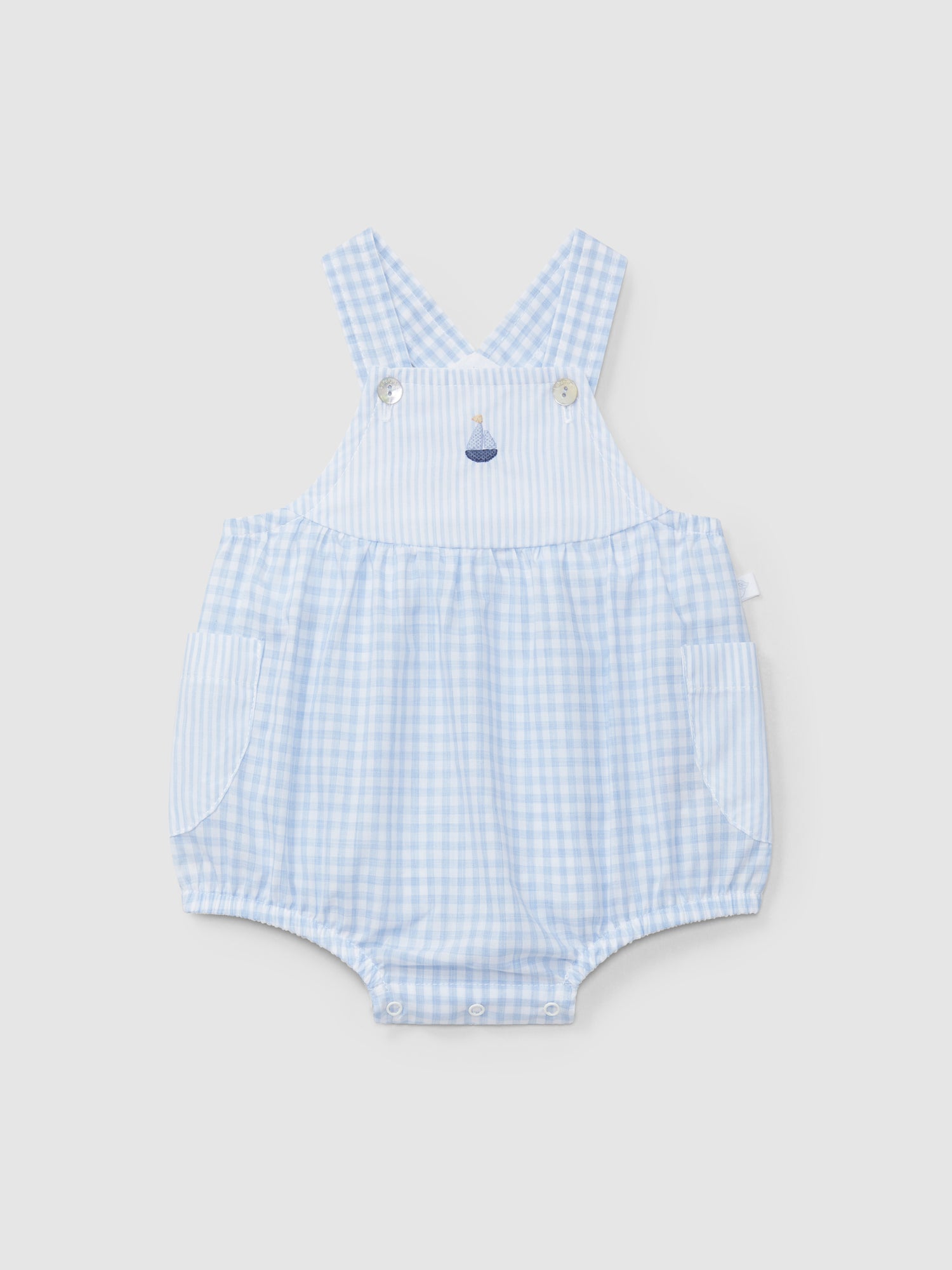 Cute Vichy Plaid and Stripes Embroidered Detail