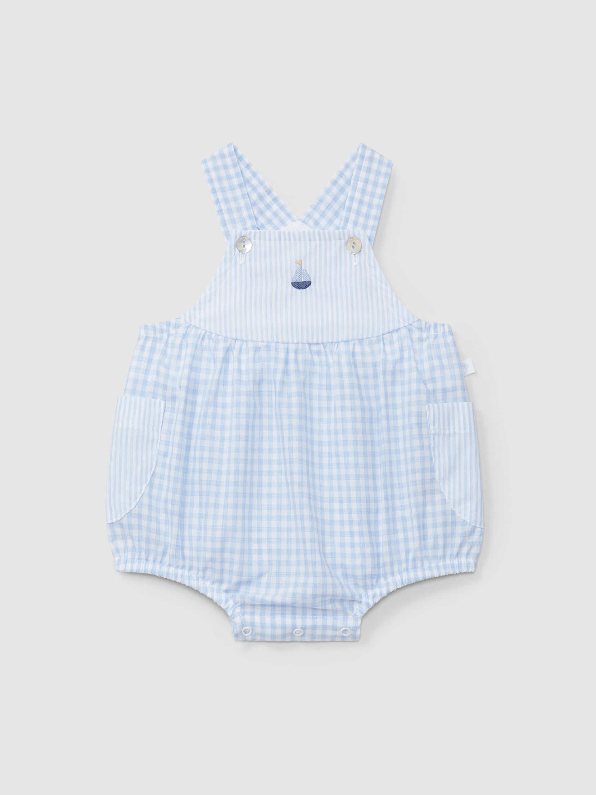 Cute Vichy Plaid and Stripes Embroidered Detail