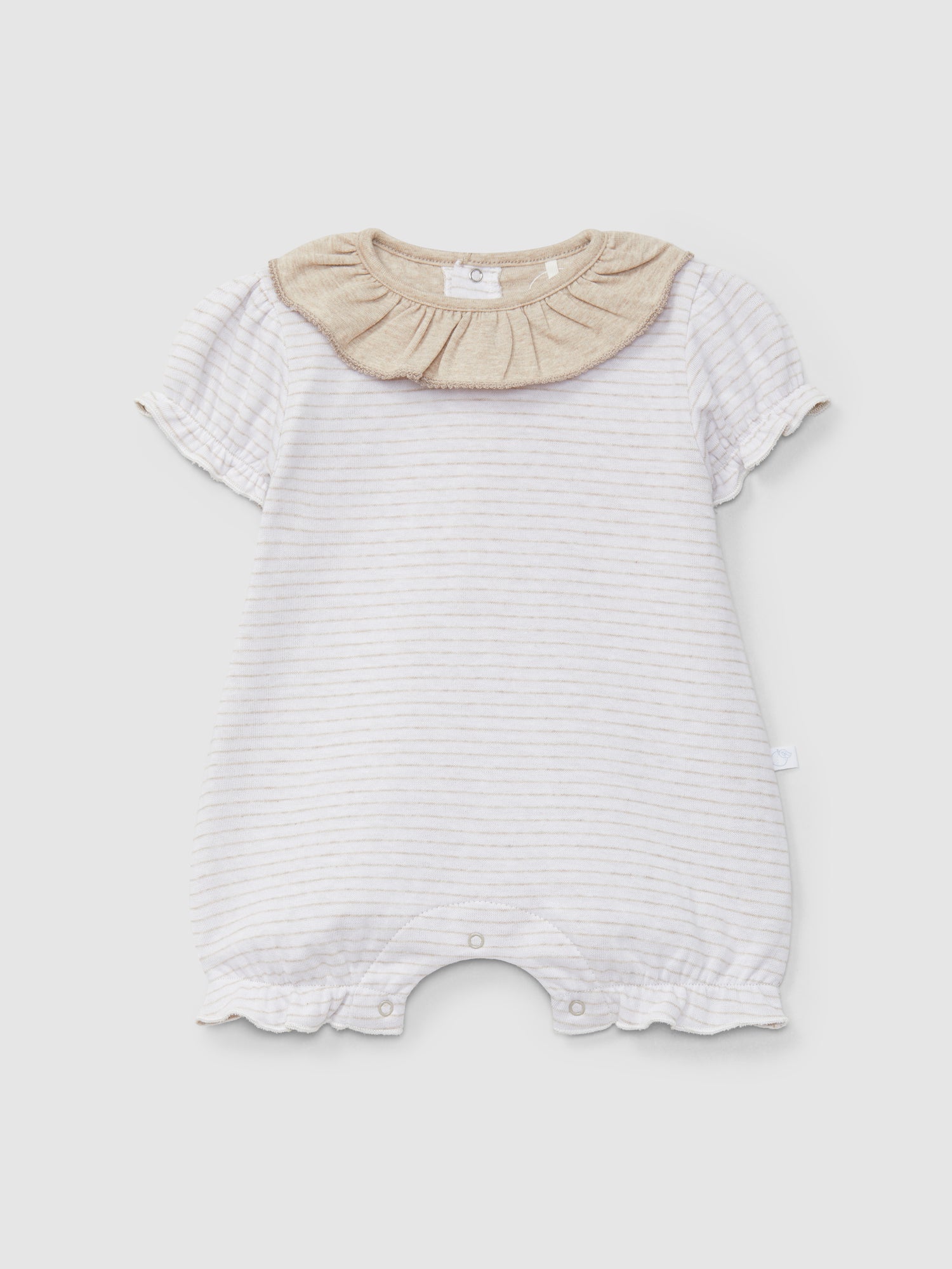 Costume en tricot à double rayure avec col à volants