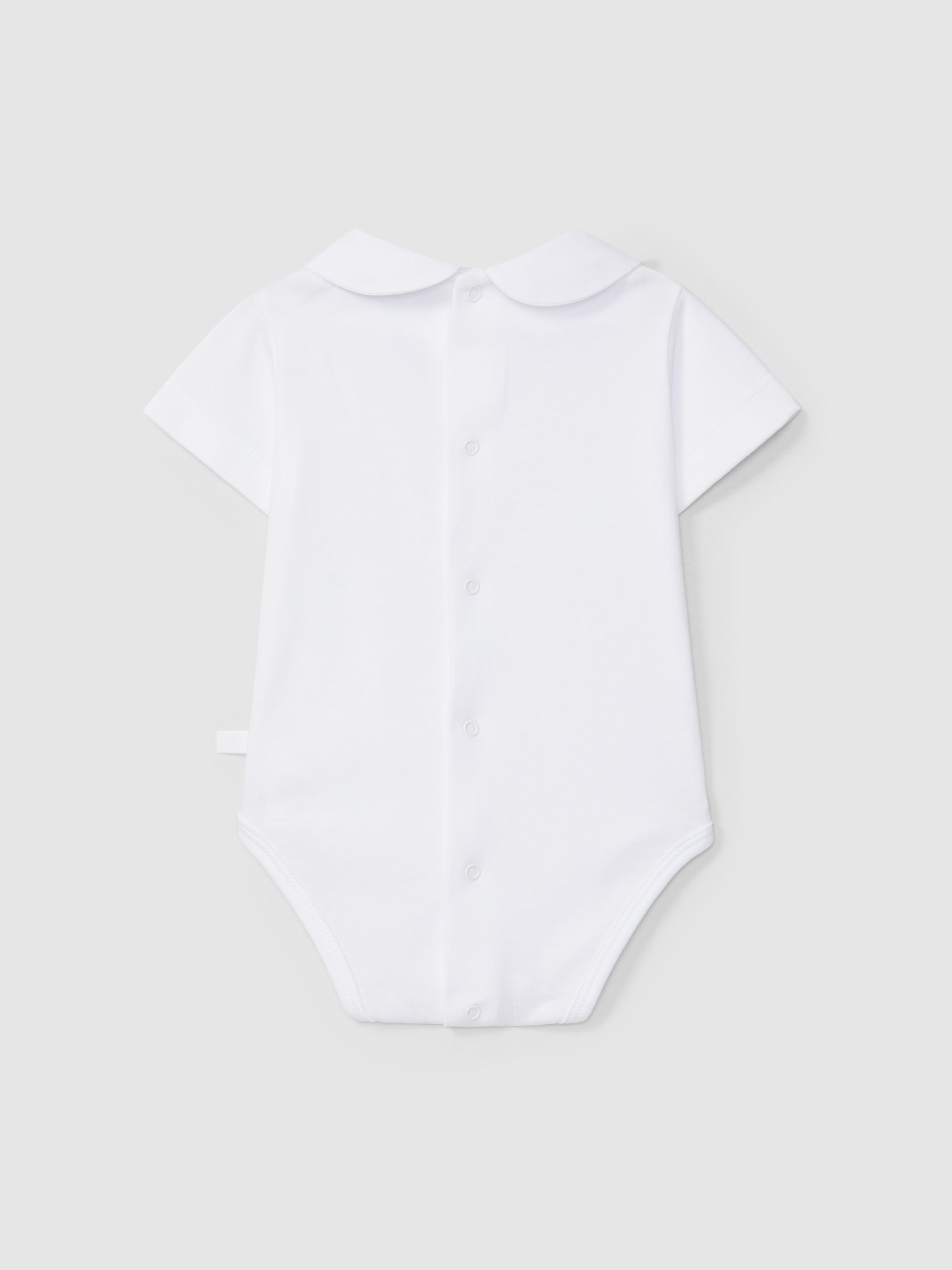 Short sleeve bodysuit with round fabric collar