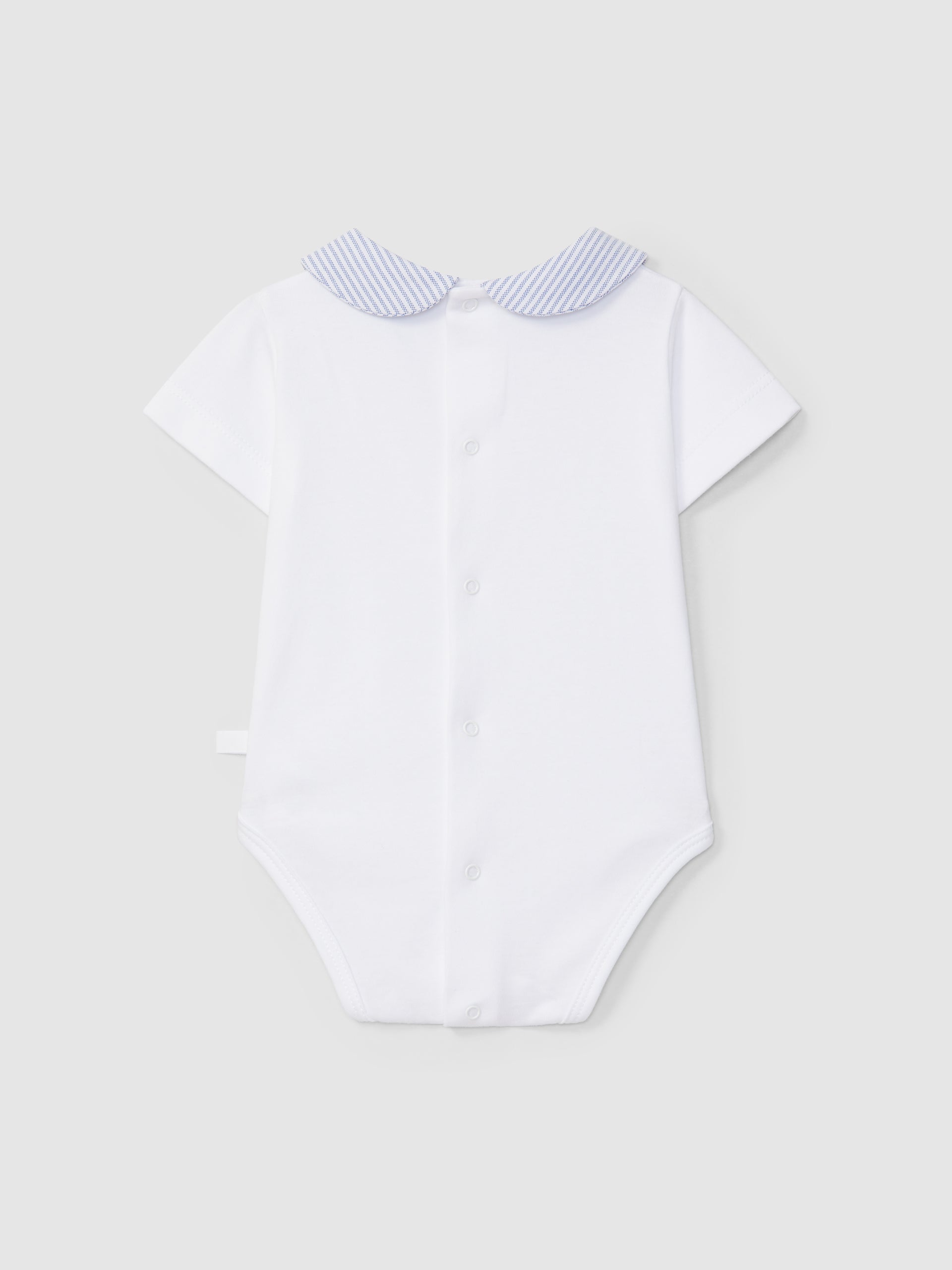 Short sleeve bodysuit with round fabric collar