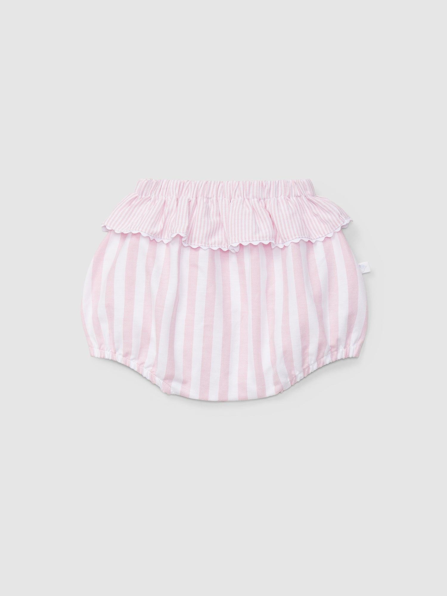 Striped Oxford Frill Pull-Up Shorts