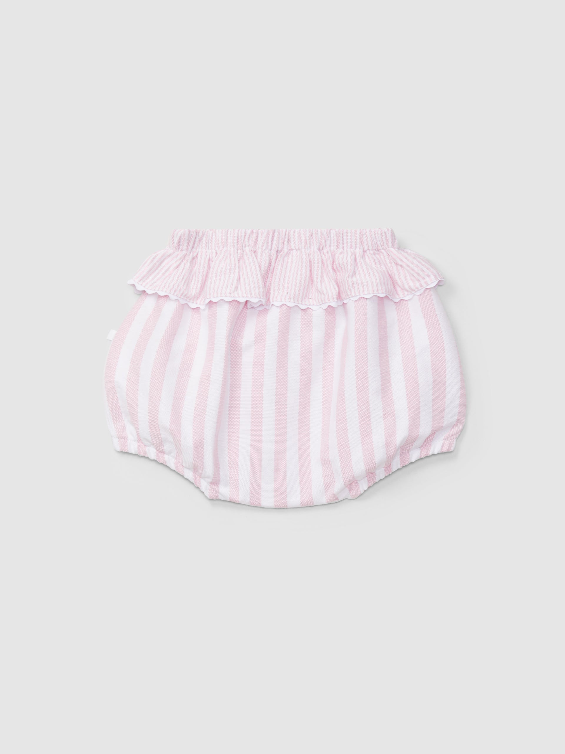 Striped Oxford Frill Pull-Up Shorts