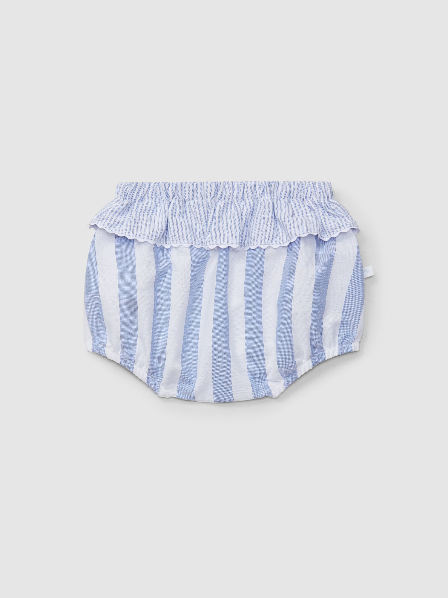 Striped Oxford Frill Pull-Up Shorts