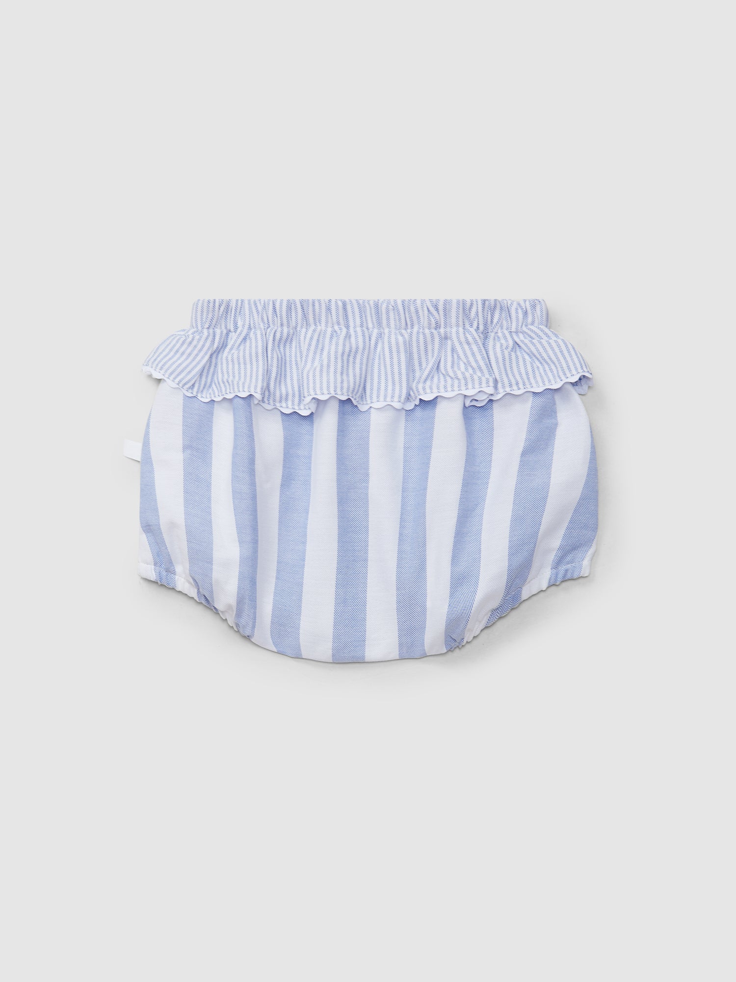 Striped Oxford Frill Pull-Up Shorts