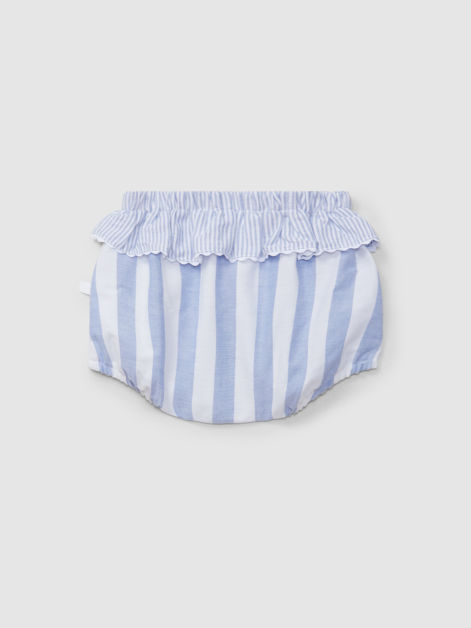 Striped Oxford Frill Pull-Up Shorts