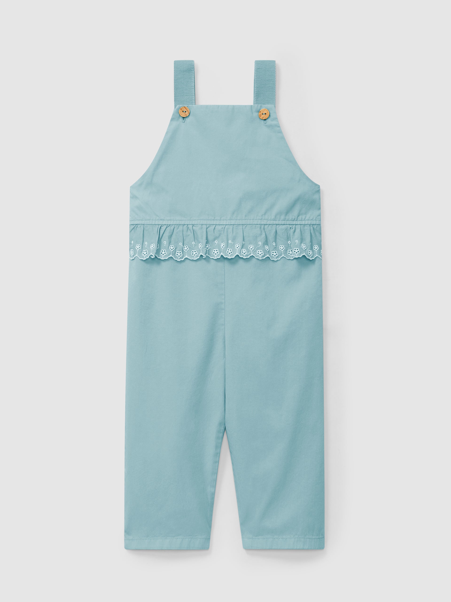 Dungarees with English Embroidery Ruffle Detail
