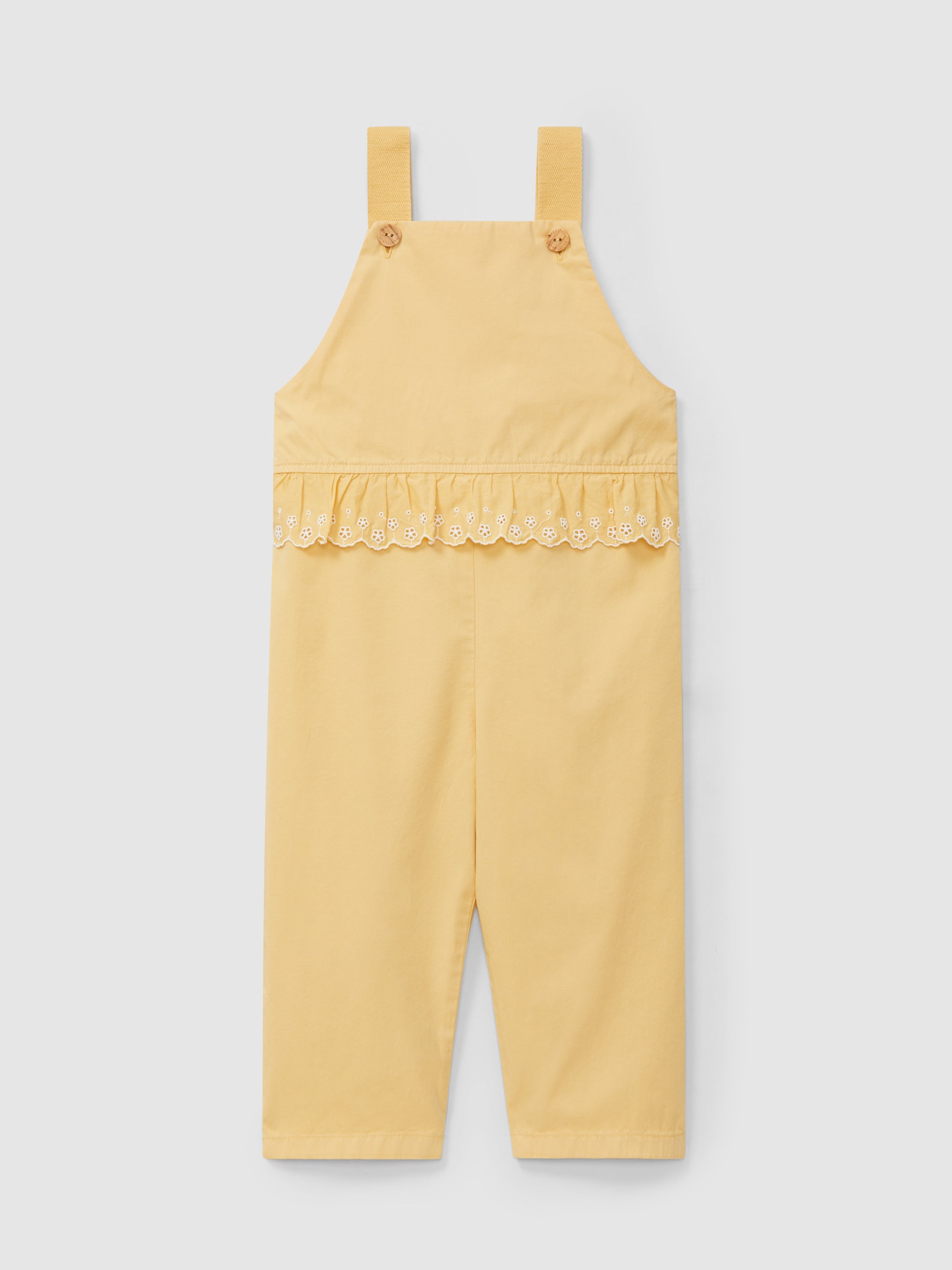 Dungarees with English Embroidery Ruffle Detail