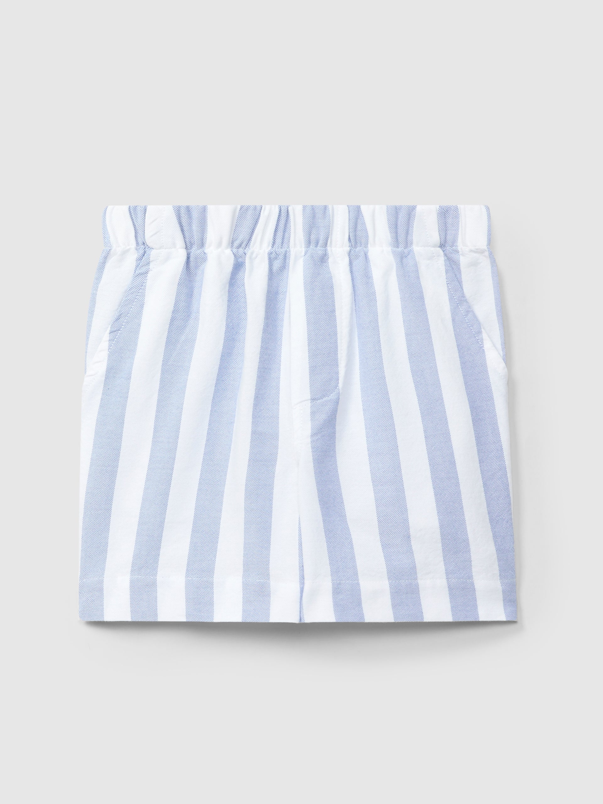 Striped Oxford Fabric Pull-up Shorts