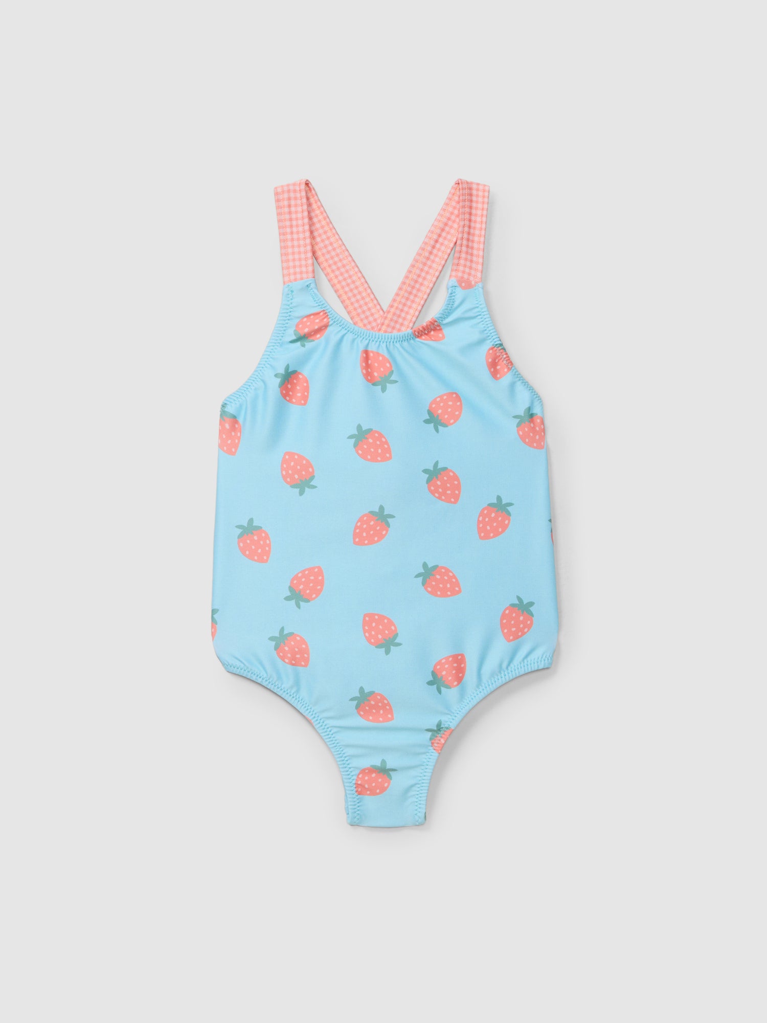 Strawberries and Vichy Check Swimsuit