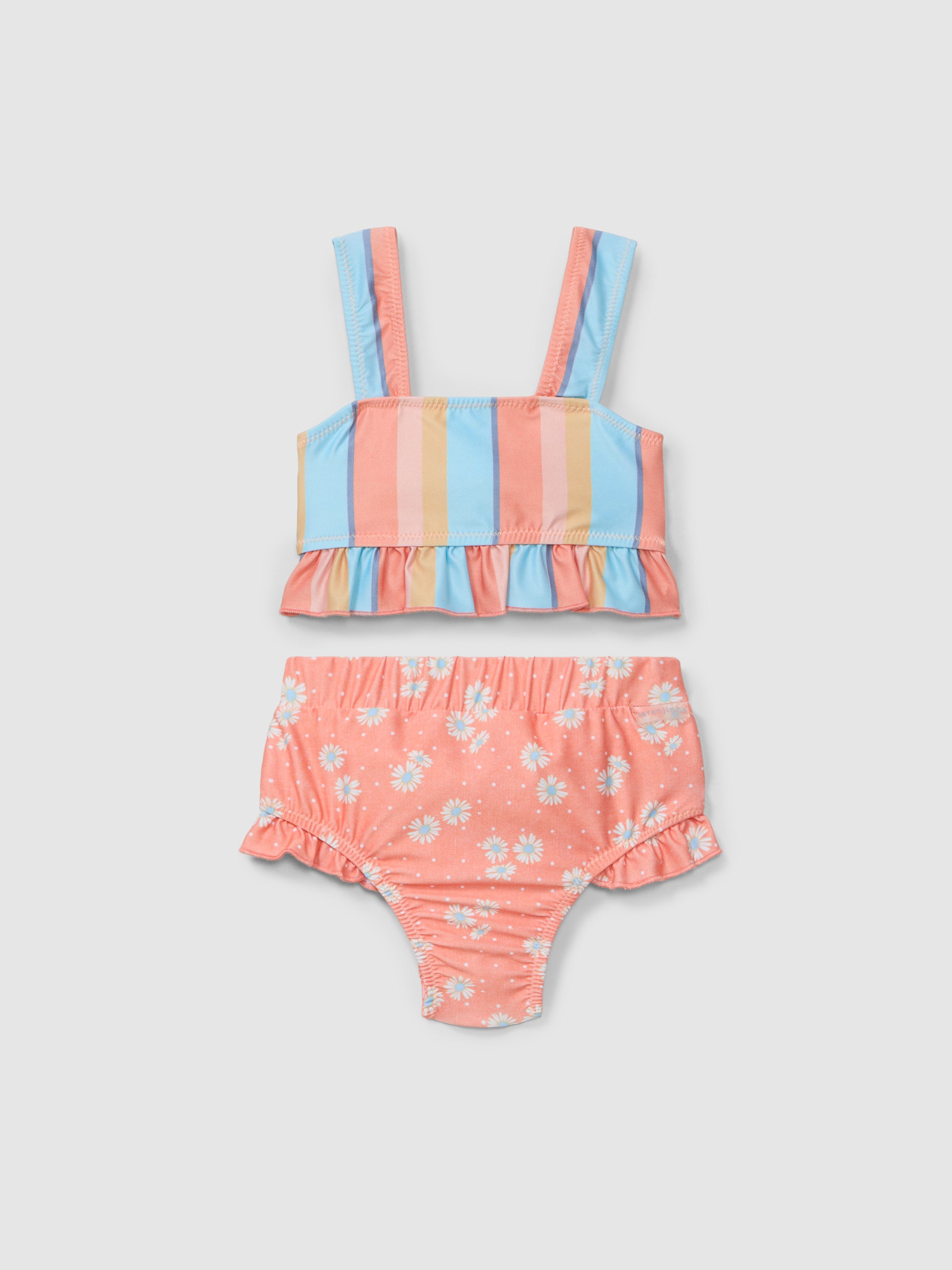 Bikini multicolore à rayures et fleurs