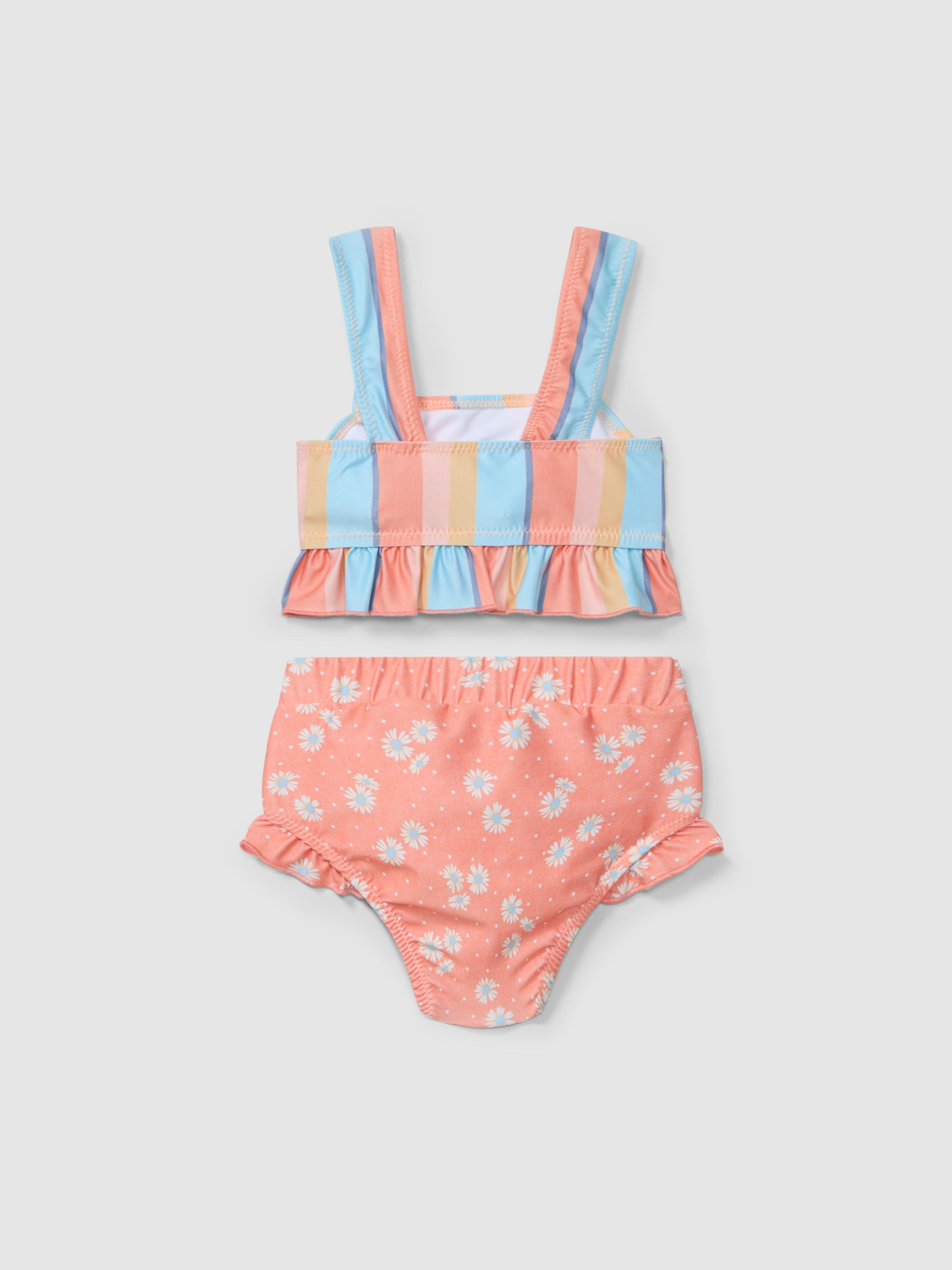 Bikini multicolore à rayures et fleurs