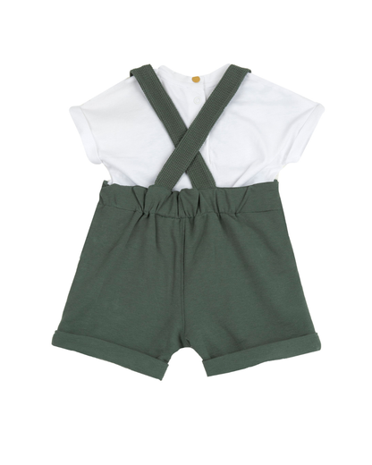Conjunto Jardineira/T-shirt Algodão