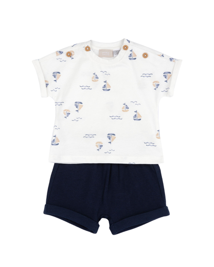 Conjunto de Algodão Barquinhos