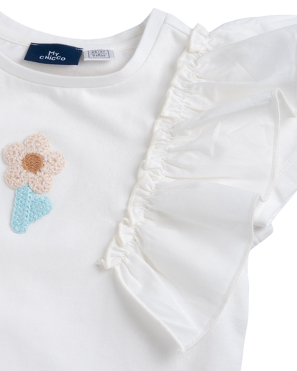 T-shirt com Aplicação de Flor