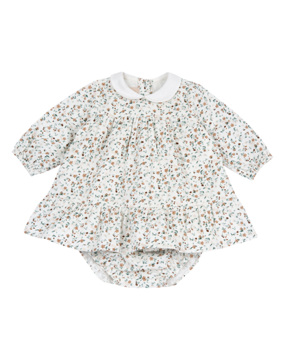 Vestido com Tapa Fraldas Estampado Flores